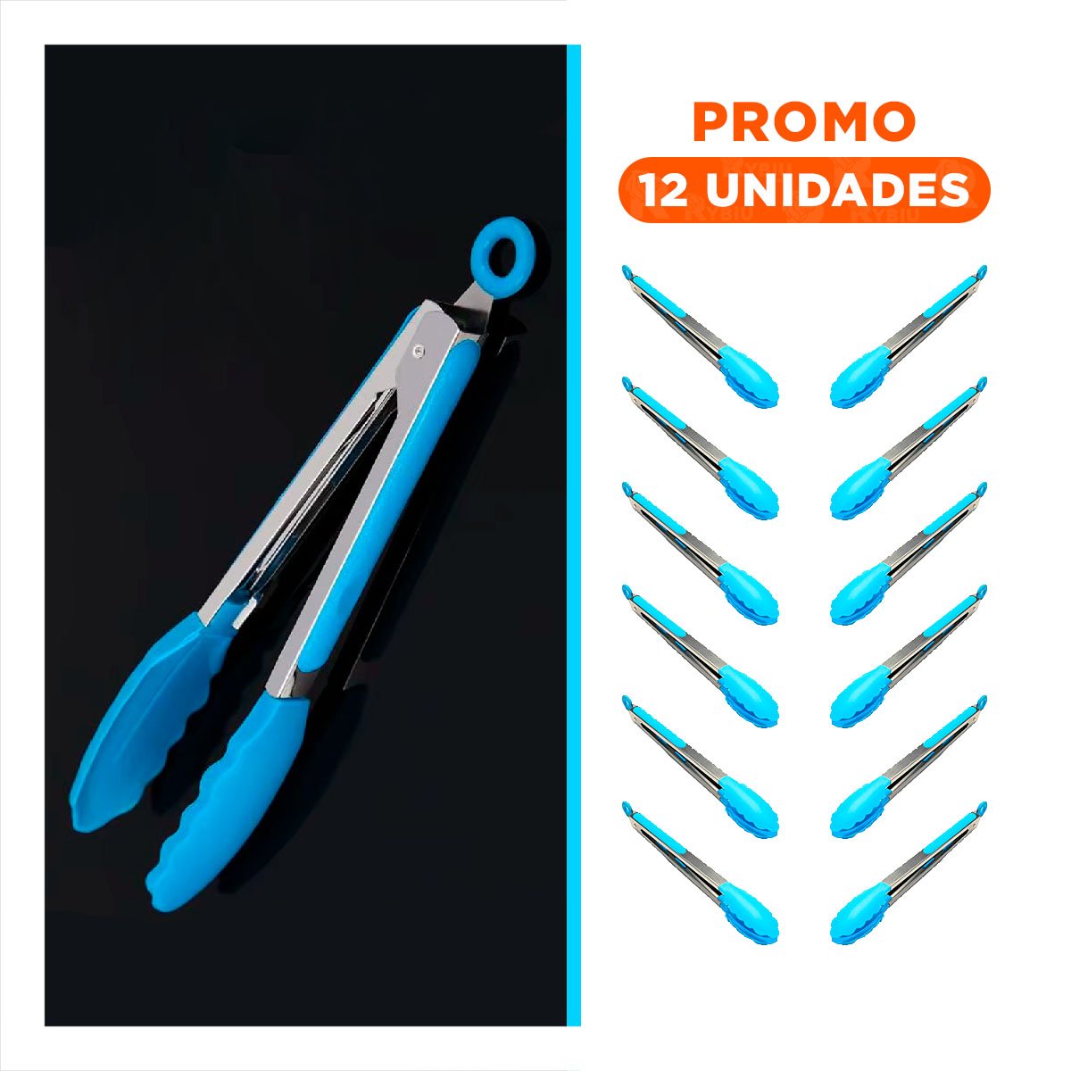 PACK12 TENAZA MULTIUSO 21CM COLOR CELESTE PARA HOGAR RESISTENTE DE ALTA CALIDAD - 1