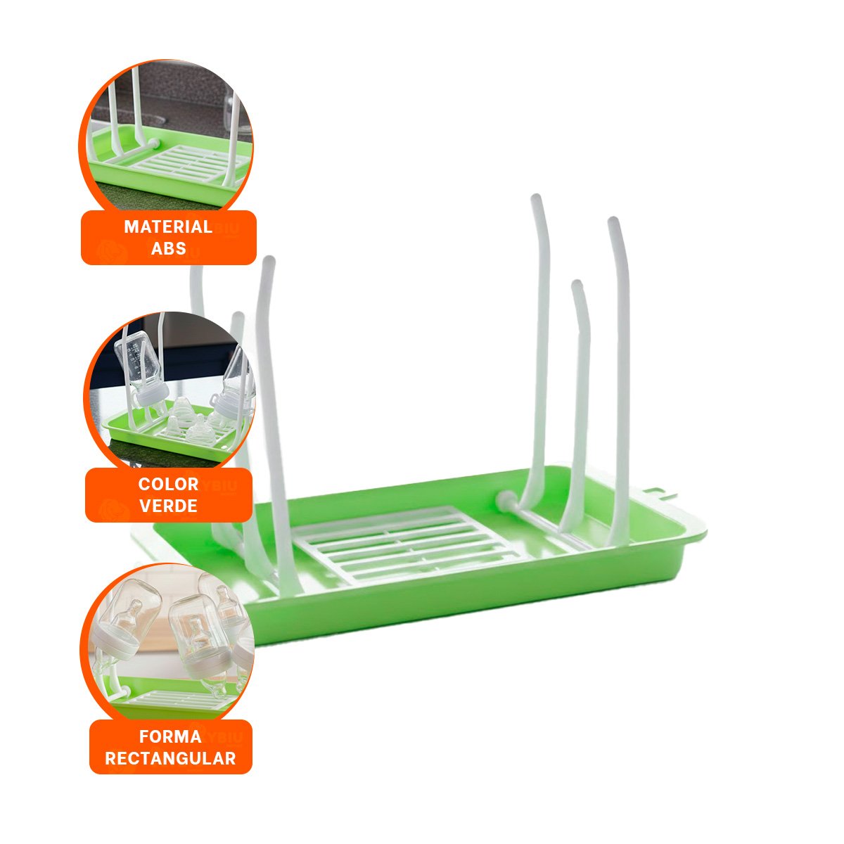 SOPORTE CON ESPACIOS ESPECIALES PARA CADA TIPO DE BIBERON VERDE YPAPEL REGALO - 5