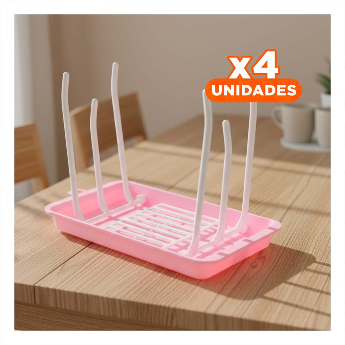 PACK4 ORGANIZADOR PARA MANTENER BIBERONES Y VASOS SIEMPRE LISTOS ROSADO YREGALO STICKER - 1