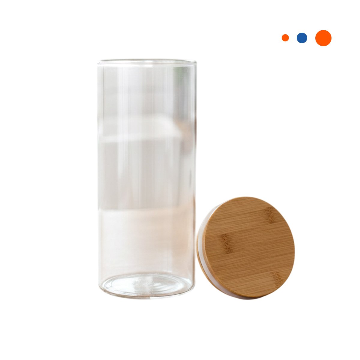 PACK2 VASO DE VIDRIO CIRCULAR 700ML TRANSPARENTE CON TAPA MADERA COCINA YREGALO STICKER - 2
