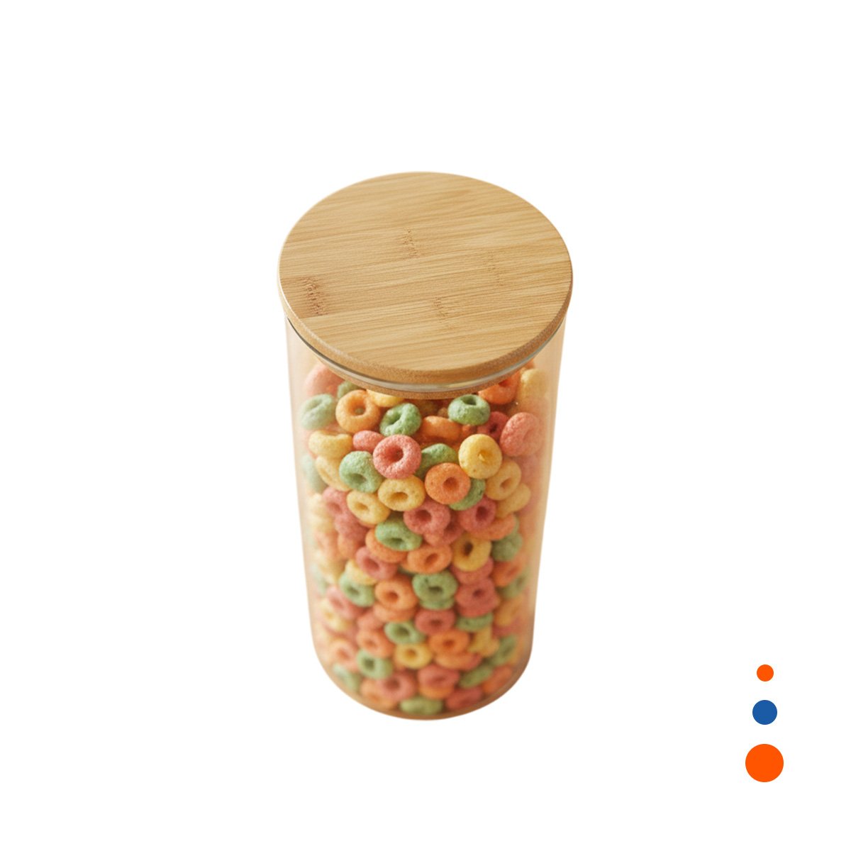 PACK4 CAJA DE VIDRIO CIRCULAR 700ML TRANSPARENTE CON TAPA MADERA COCINA YPAPEL REGALO - 3