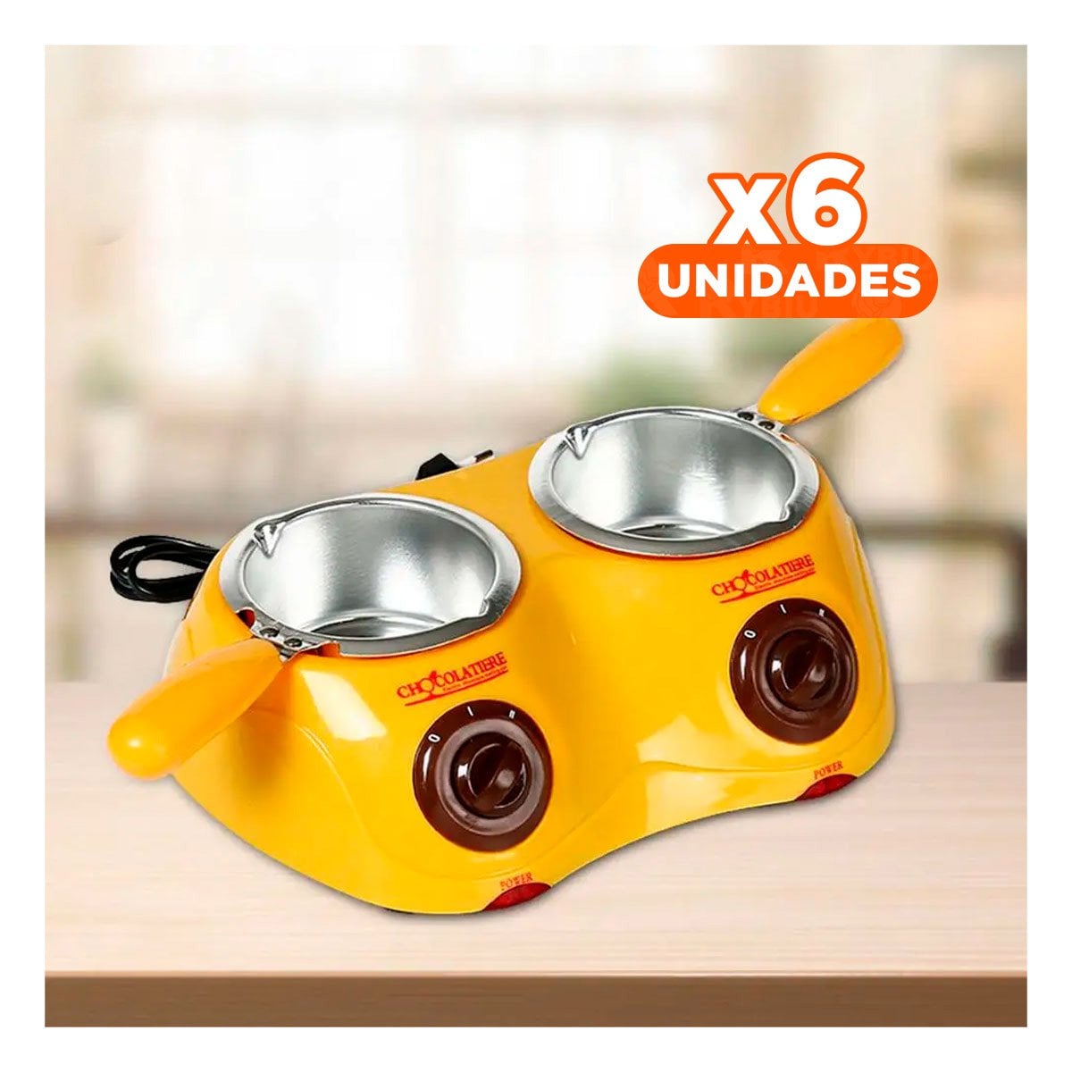 PACK6 CACEROLA DOBLE PARA BEBIDAS CALIENTES CON ACCESORIOS AMARILLO - 1