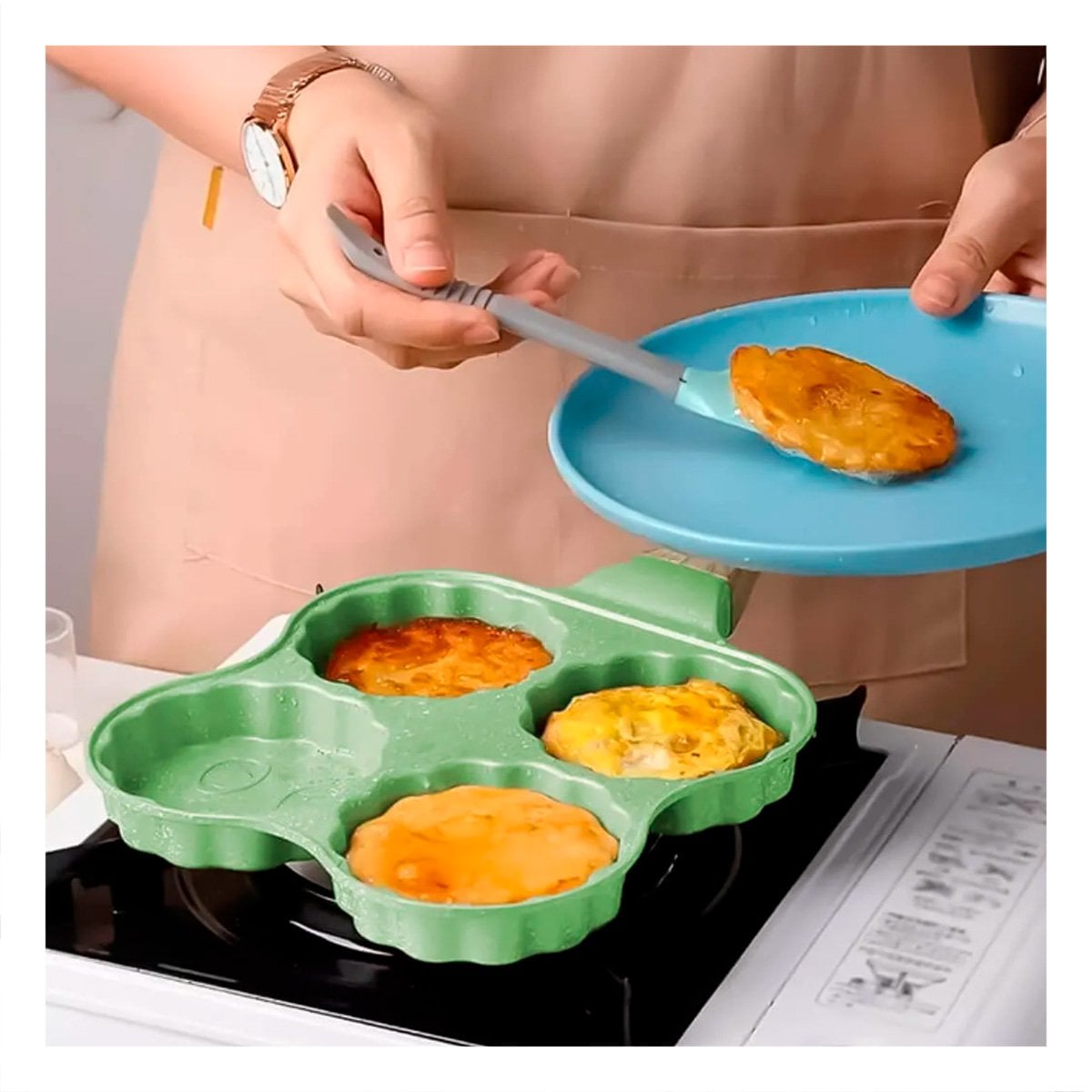 SARTEN ANTIADHERENTE PARA PREPARAR DESAYUNOS Y HUEVOS VERDE - 1