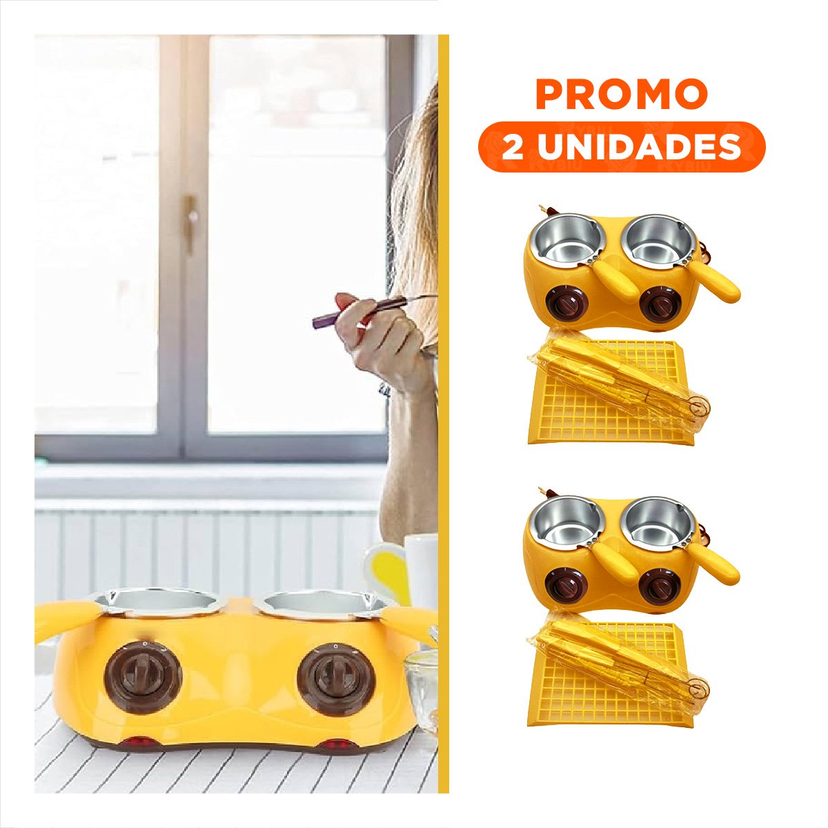 PACK2 OLLA PARA BEBIDAS CALIENTES DOBLE CON ACCESORIOS AMARILLO YREGALO STICKER - 1
