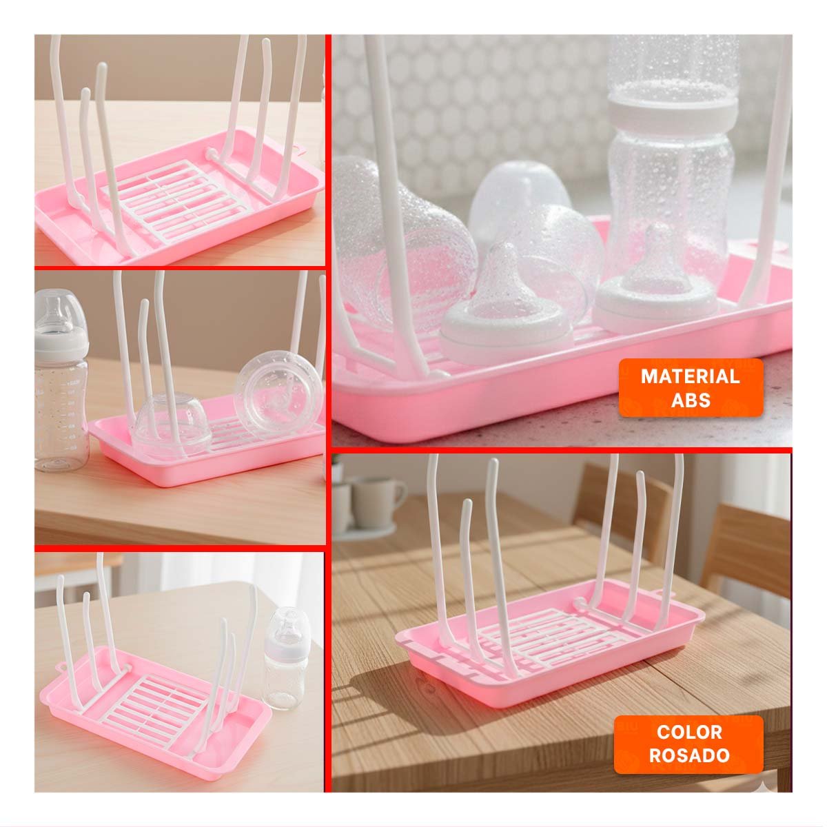 ESCURRIDOR PARA USO DIARIO BIBERONES Y VASOS ROSADO YPOST IT - 2
