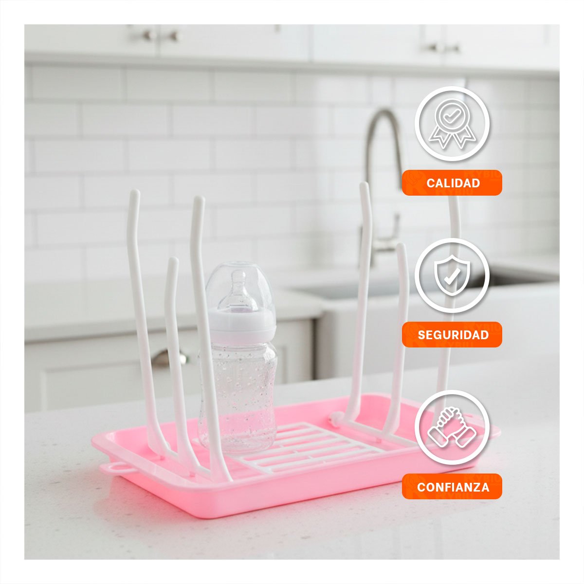 ESCURRIDOR PARA USO DIARIO BIBERONES Y VASOS ROSADO YPOST IT - 3