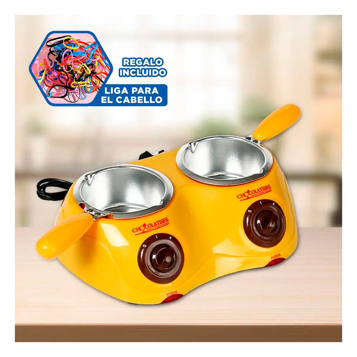 MARMITA CHOCOLATERA DOBLE CON ACCESORIOS AMARILLO PARA BEBIDAS CALIENTES EN CASA YLIGAS REGALO - 2