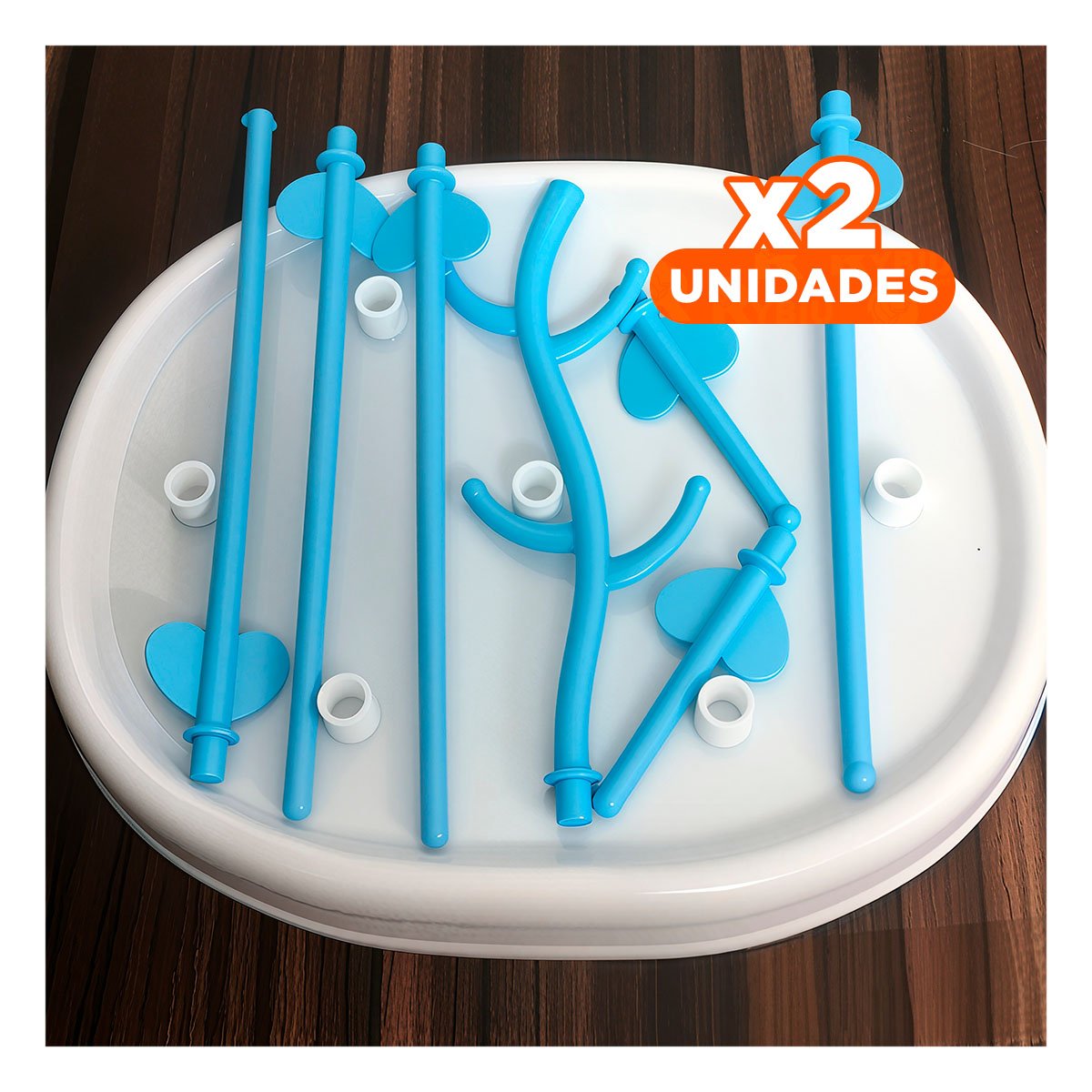 PACK2 SOPORTE CON BASE ESTABLE PARA SECADO SEGURO DE VASOS BLANCO Y CELESTE YPAPEL REGALO - 1