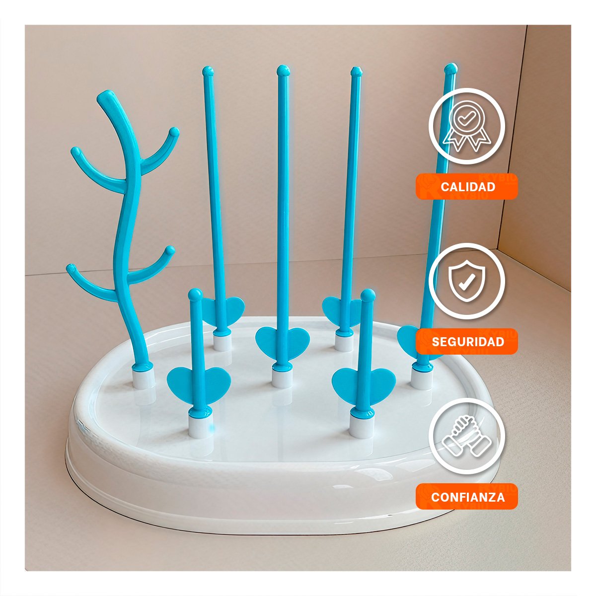 ESCURRIDOR CON COMPARTIMENTOS ESPECIALES QUE EVITAN DERRAMES BLANCO Y CELESTE YREGALO STICKER - 5