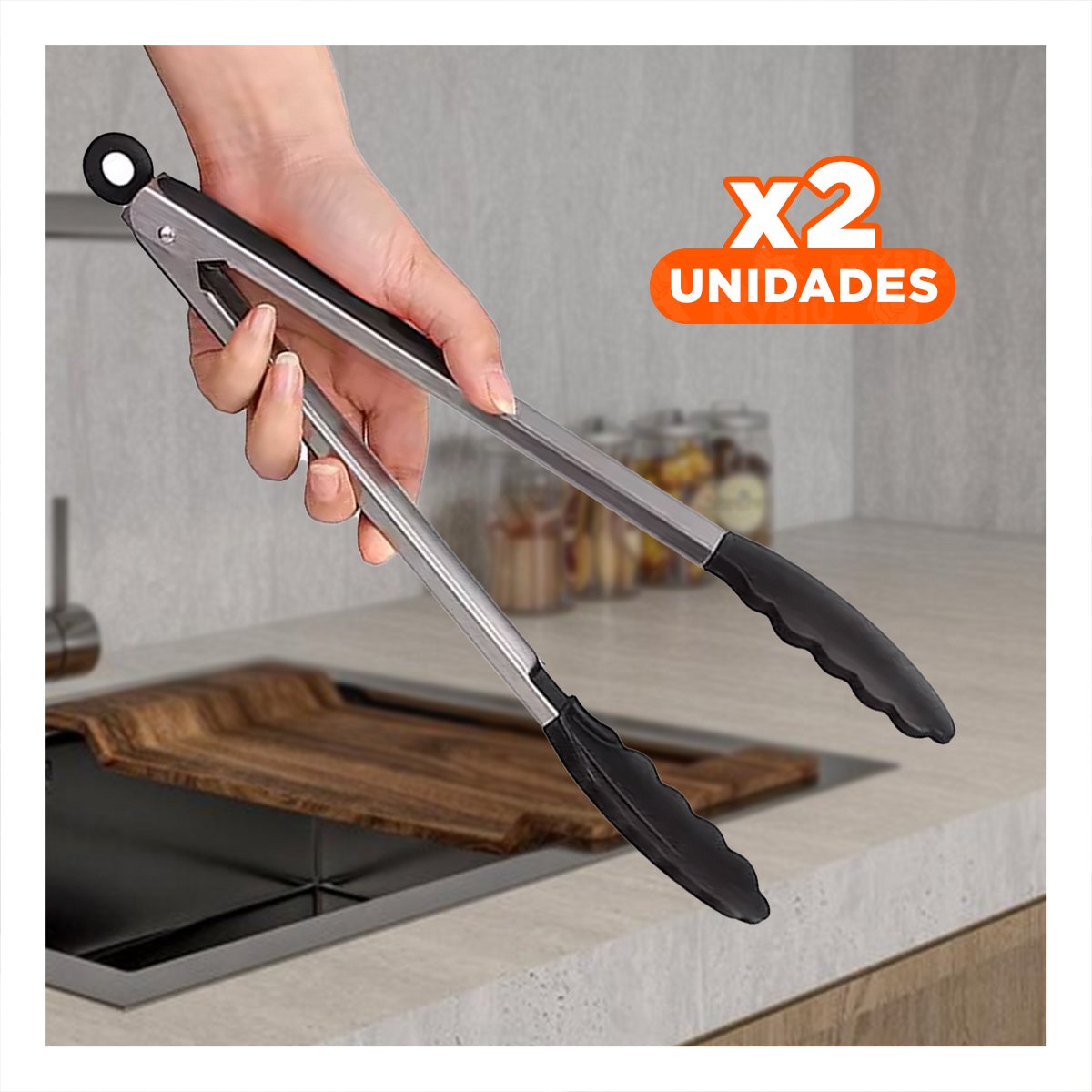 PACK2 HERRAMIENTA MULTIUSO DE COCINA 21CM EN COLOR NEGRO RESISTENTE - 1