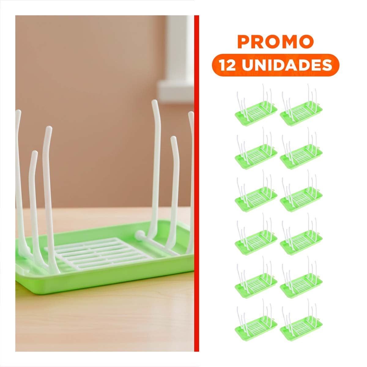 PACK12 REJILLA PARA ORGANIZAR BIBERONES Y VASOS SIN DESORDEN VERDE - 1