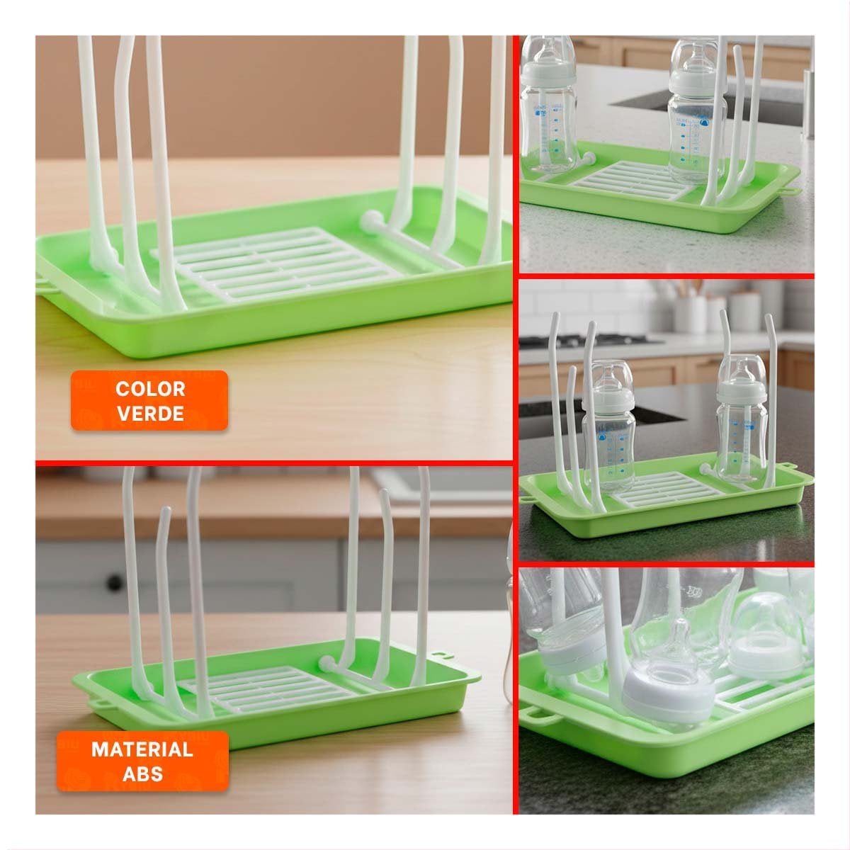PACK12 REJILLA PARA ORGANIZAR BIBERONES Y VASOS SIN DESORDEN VERDE - 2