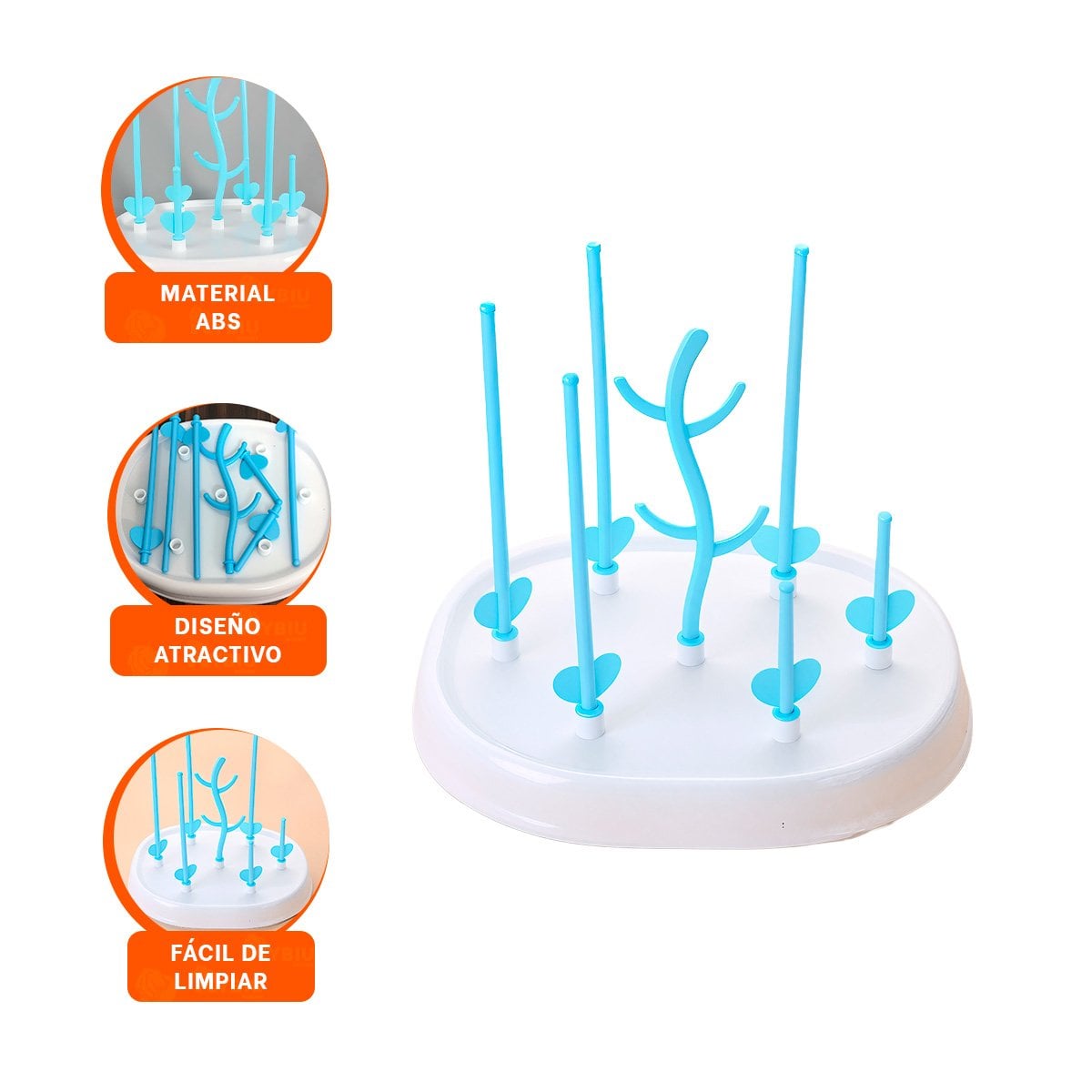 ESCURRIDOR PARA ORGANIZAR BIBERONES Y FACILITAR SECADO RAPIDO BLANCO Y CELESTE YPAPEL REGALO - 5