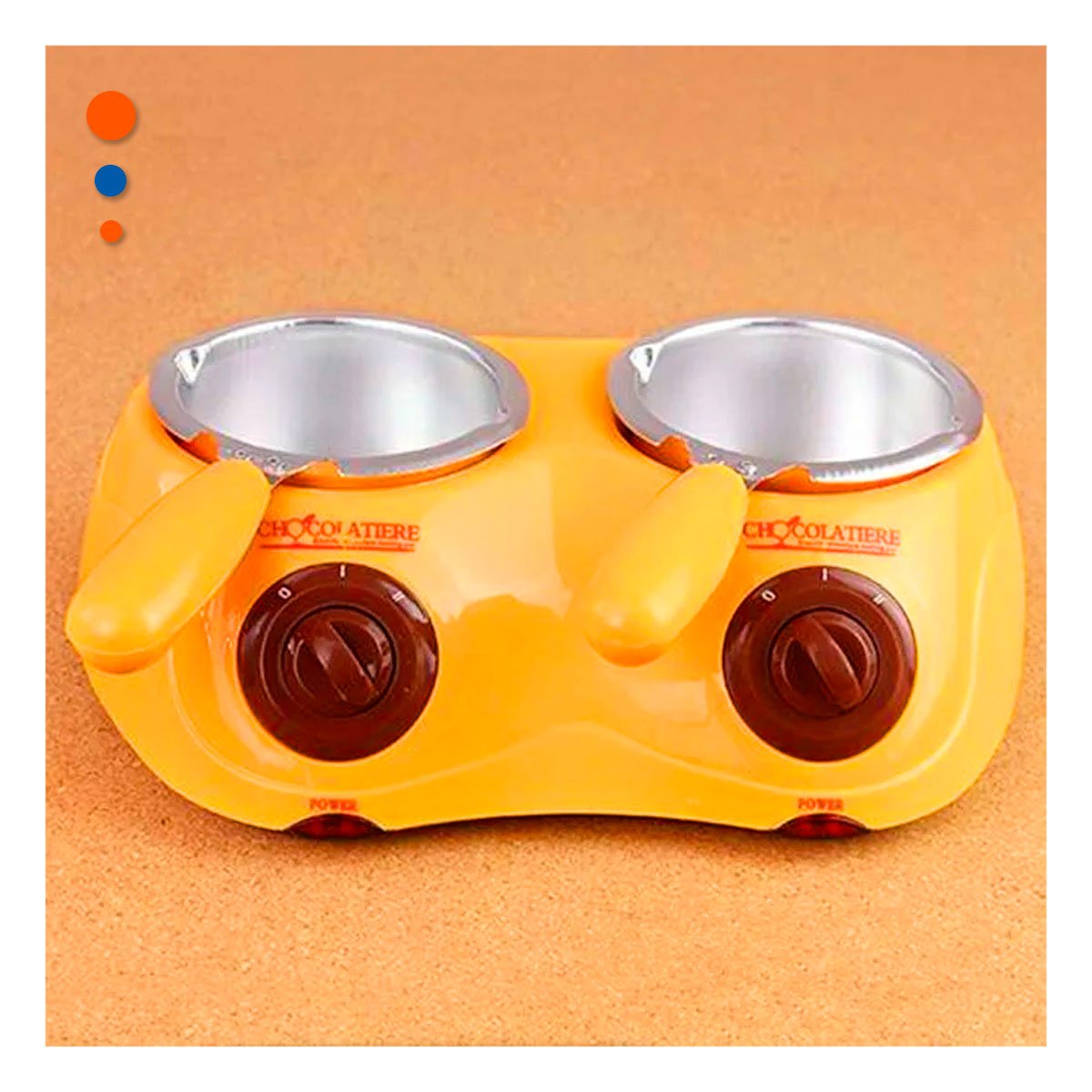 PACK4 OLLA DOBLE PARA CHOCOLATE CALIENTE CON ACCESORIOS AMARILLO YPAPEL REGALO - 5