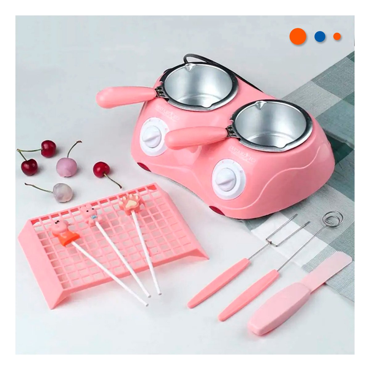 PACK4 OLLITA DOBLE PARA PREPARAR CHOCOLATE CON ACCESORIOS EN COLOR ROSADO - 5