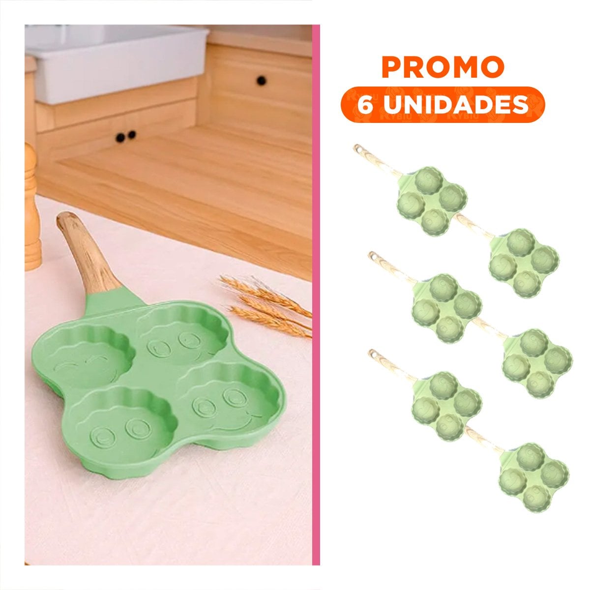 PACK6 BANDEJA CREATIVA PARA COCINA RAPIDA Y REPOSTERIA VERDE YREGALO STICKER - 1