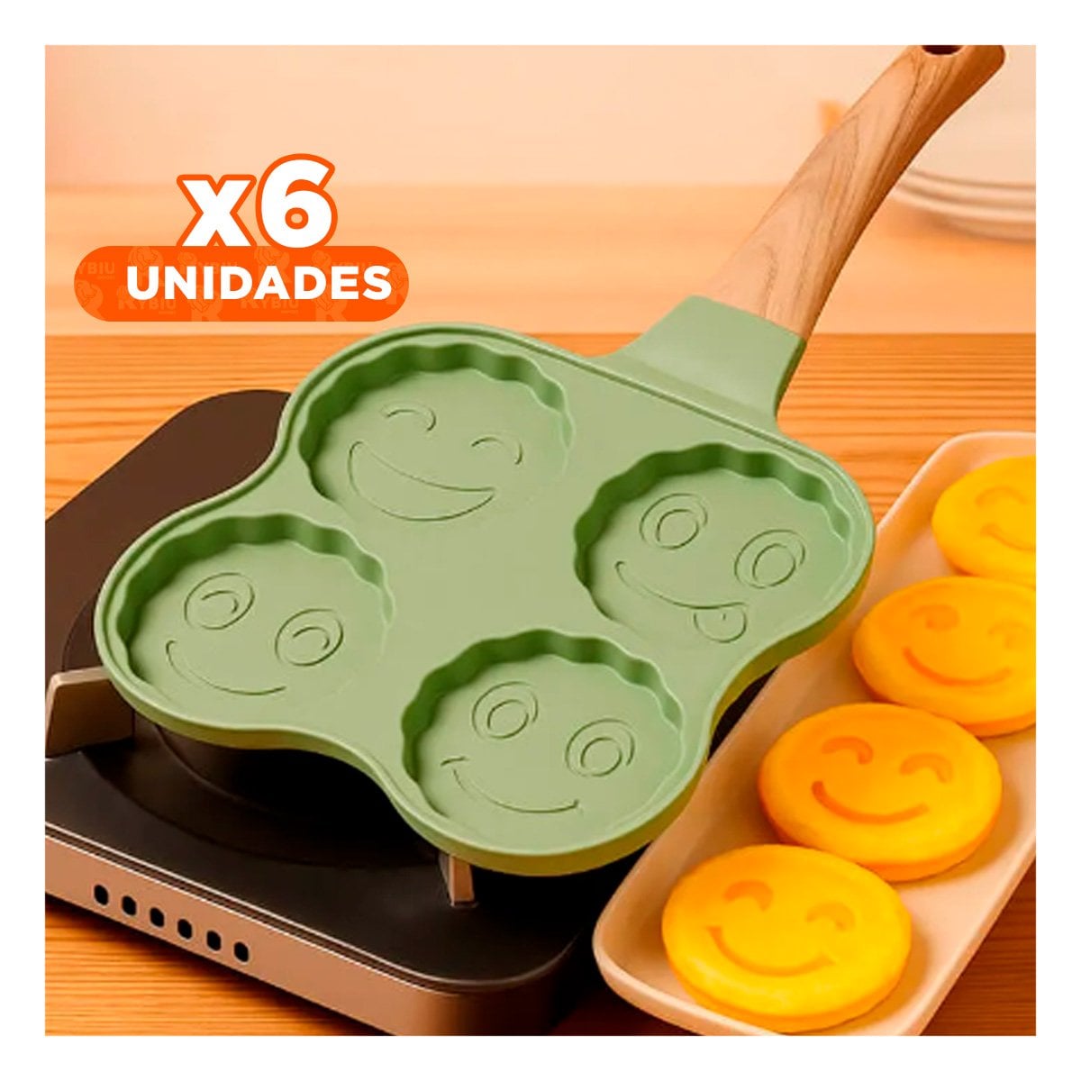 PACK6 BANDEJA VERSATIL PARA HUEVOS OMELETS Y PREPARACIONES VERDE - 1
