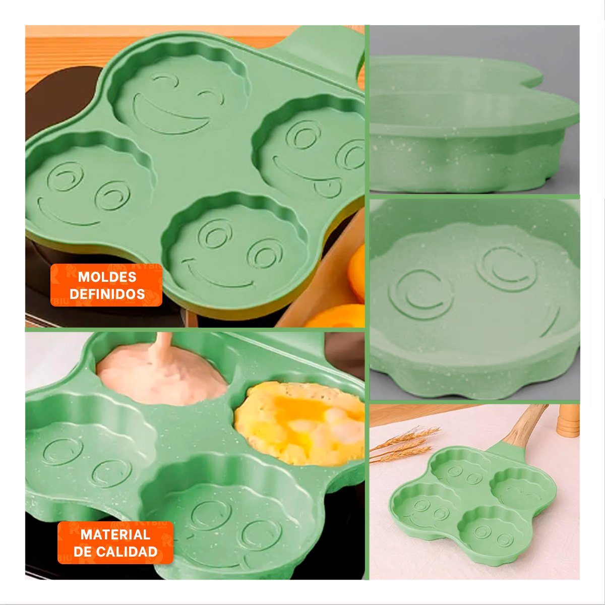 SARTEN INNOVADOR PARA HUEVOS TORTILLAS Y PANQUEQUES VERDE YLIGAS REGALO - 1