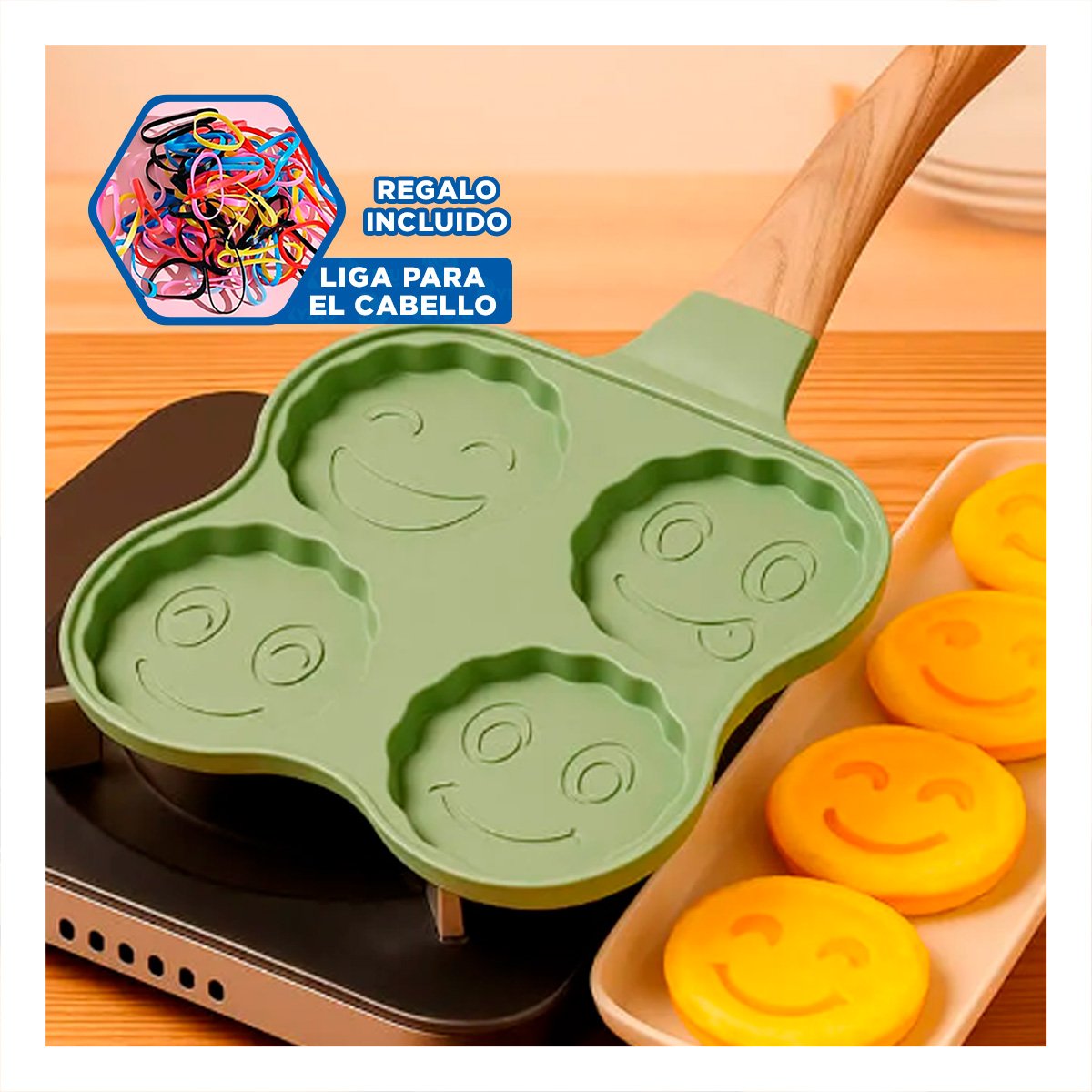 SARTEN INNOVADOR PARA HUEVOS TORTILLAS Y PANQUEQUES VERDE YLIGAS REGALO - 2