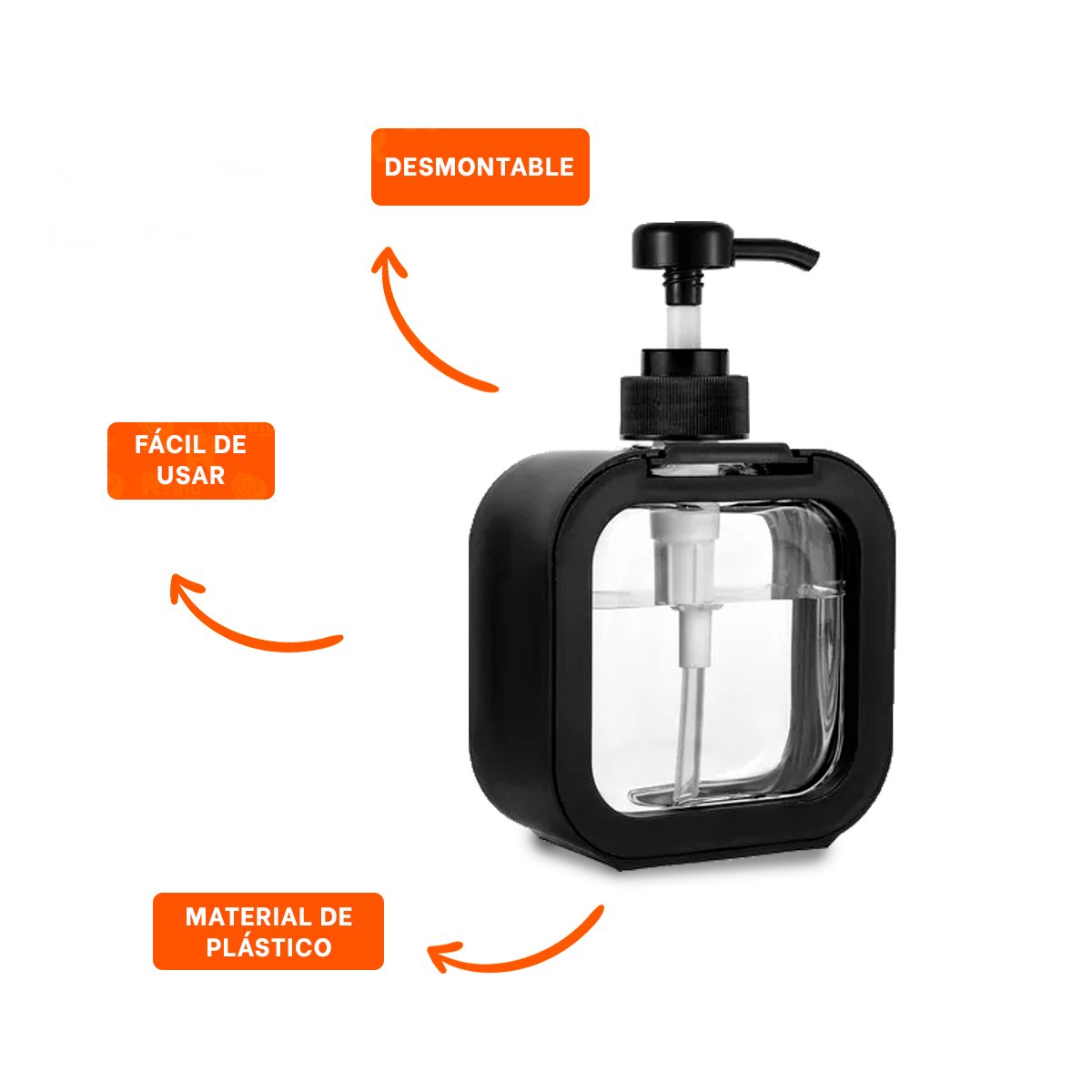 BOMBA DOSIFICADORA DE JABON CUADRADO NEGRO PARA COCINA MODERNA YPOST IT - 5