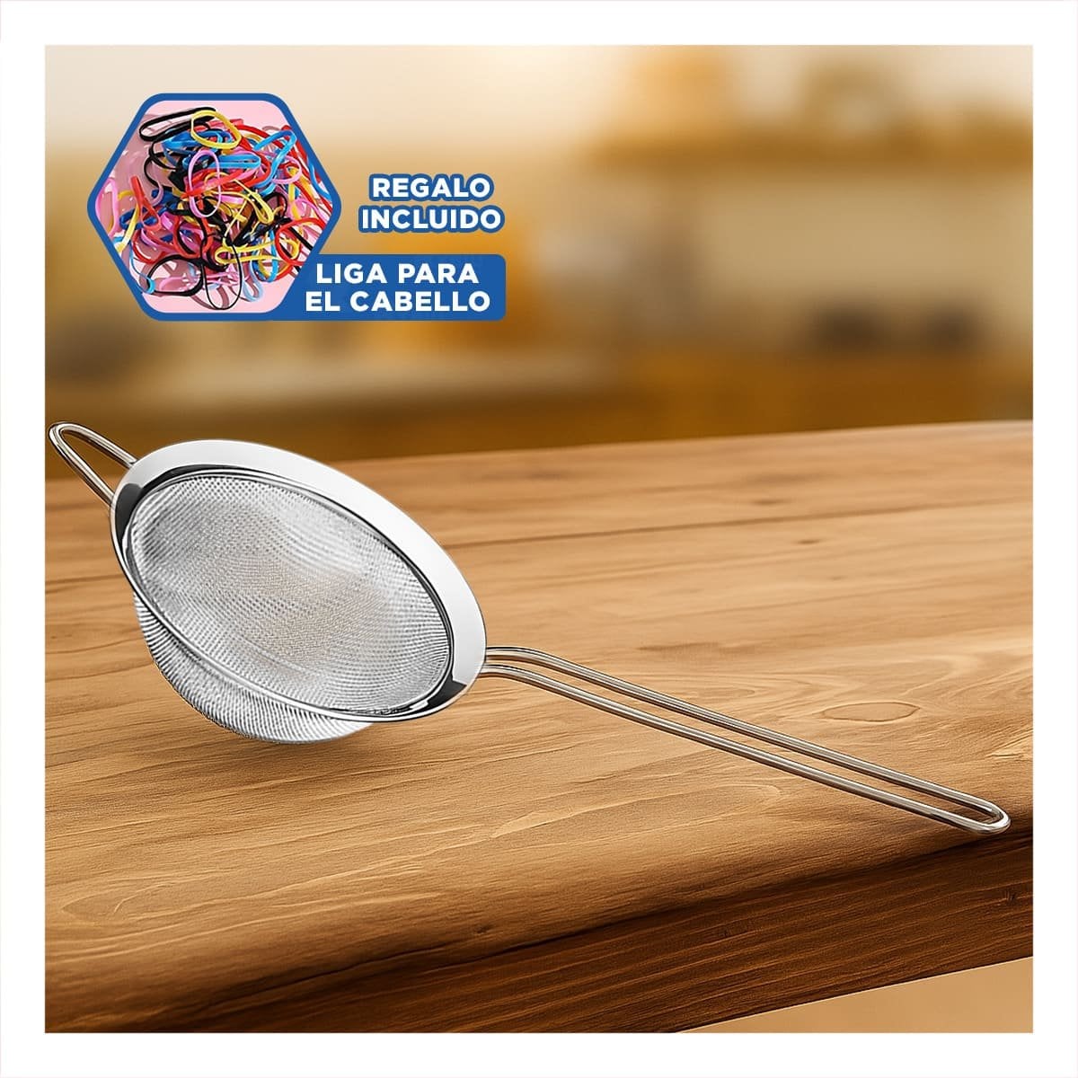 FILTRO DE COCINA CON MANGO LARGO DE ACERO INOXIDABLE PLATEADO PARA USO DIARIO YLIGAS REGALO - 2