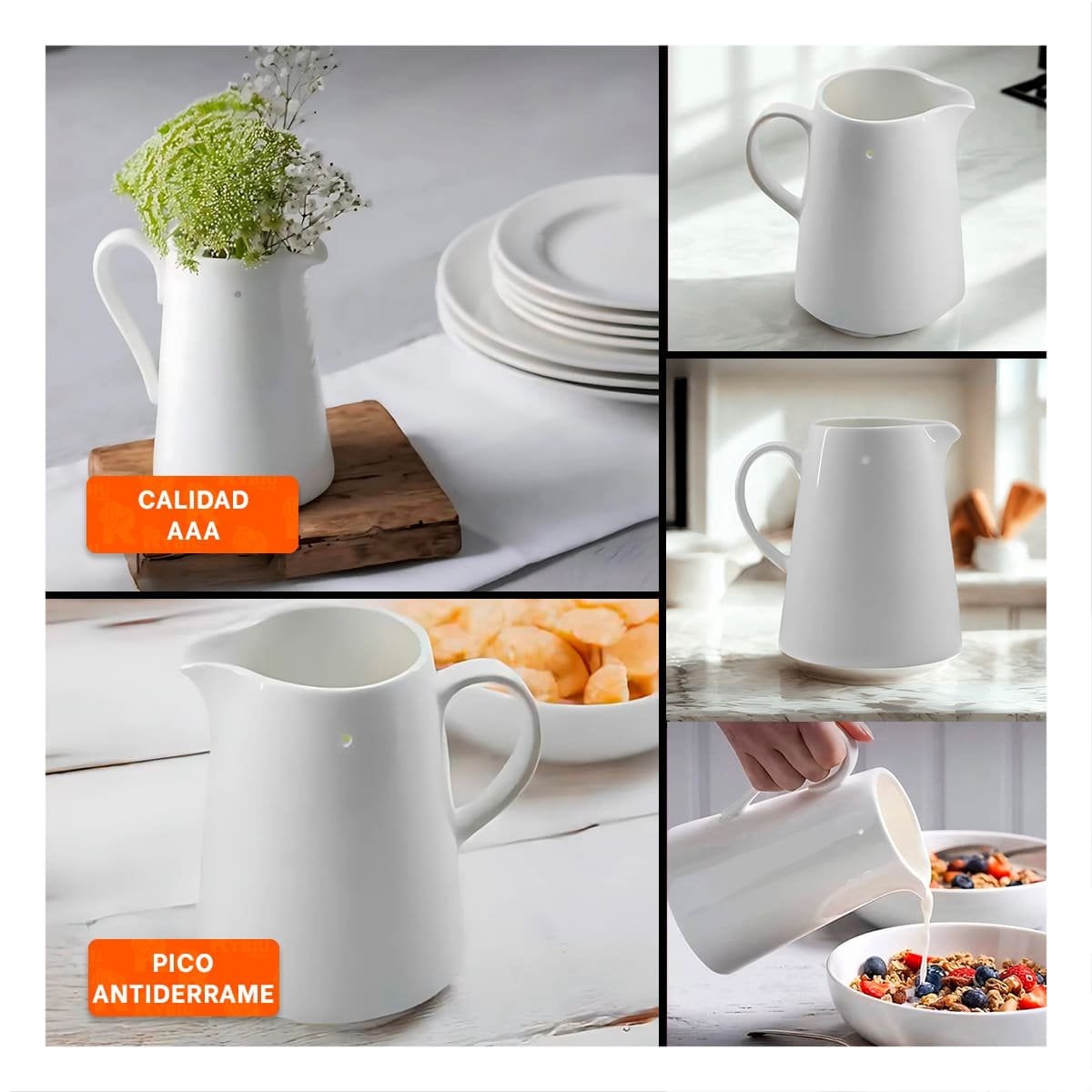 JARRO DE CERAMICA BLANCO PARA MESA PRINCIPAL Y COMEDOR DIARIO YLIGAS REGALO - 1