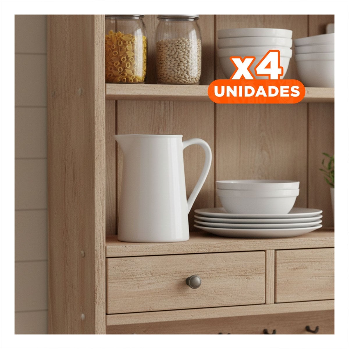 PACK4 RECIPIENTE DECORATIVO DE CERAMICA BLANCO PARA HOGAR Y COMEDOR PRINCIPAL YREGALO STICKER - 1
