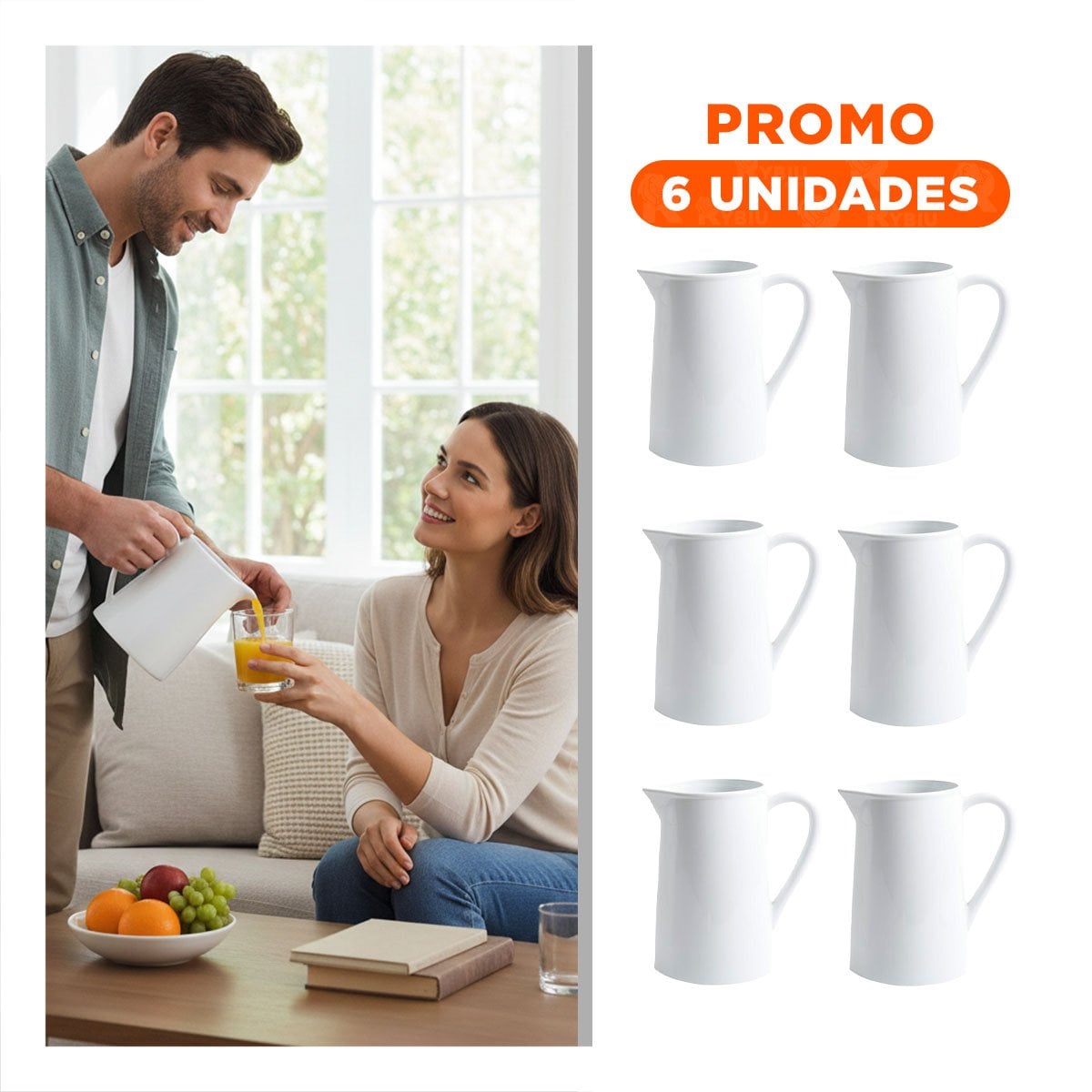 PACK6 JARRO DECORATIVO DE CERAMICA BLANCO PARA COMEDOR Y CELEBRACIONES YREGALO STICKER - 1