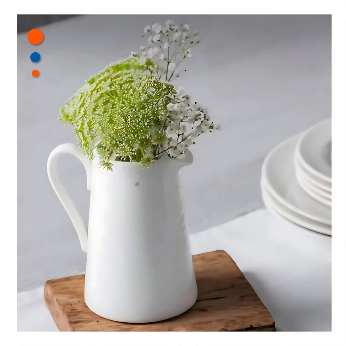 PACK4 RECIPIENTE DECORATIVO DE CERAMICA BLANCO PARA HOGAR Y COMEDOR YREGALO STICKER - 3