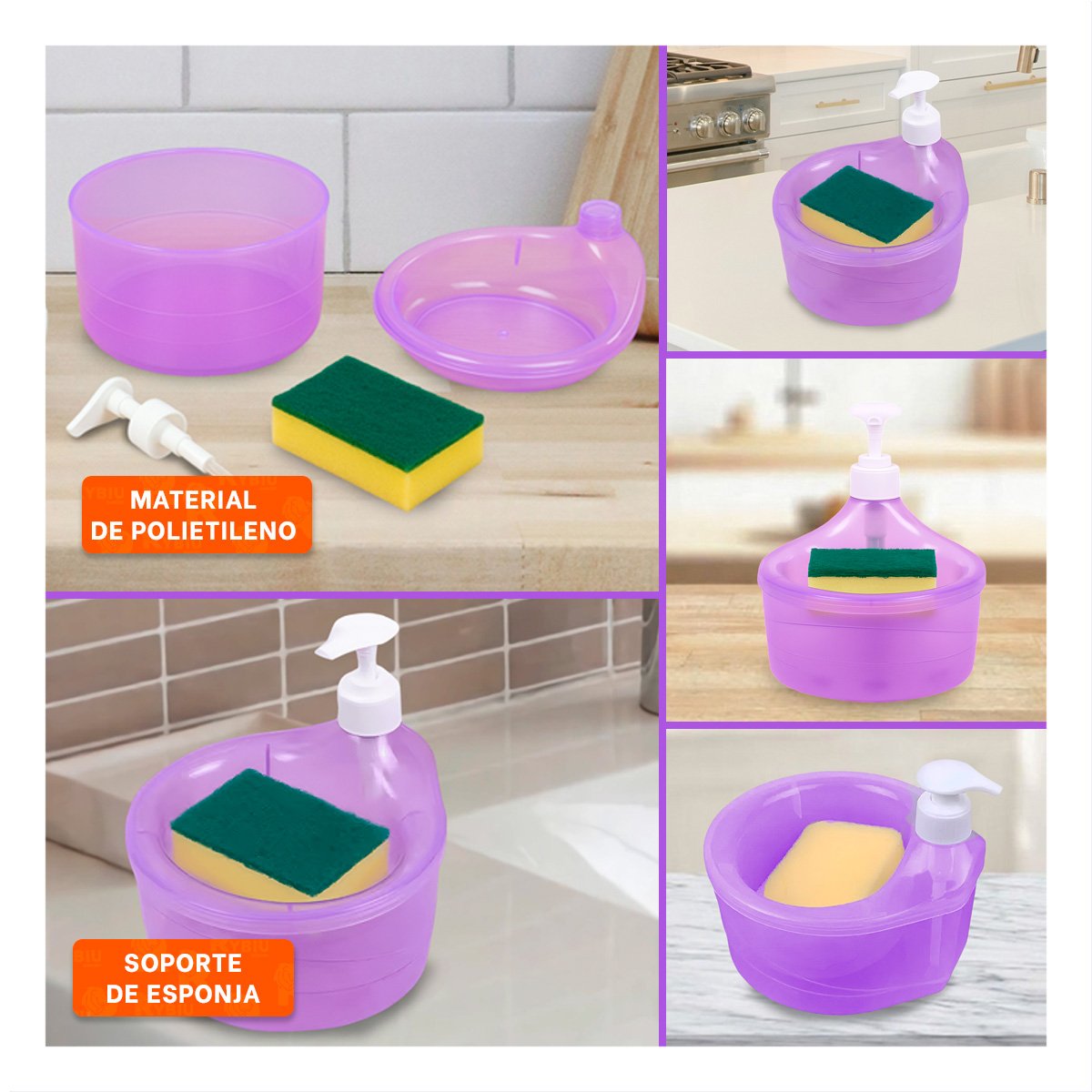 PACK12 ARTICULO FUNCIONAL PARA JABON LAVAVAJILLA CIRCULAR MORADO EN COCINA - 2