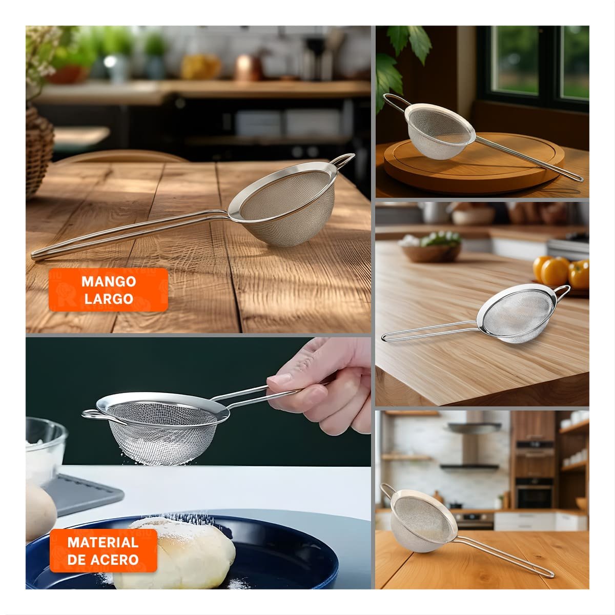 PACK12 ACCESORIO METALICO CON MANGO LARGO DE COCINA RESISTENTE PLATEADO - 2