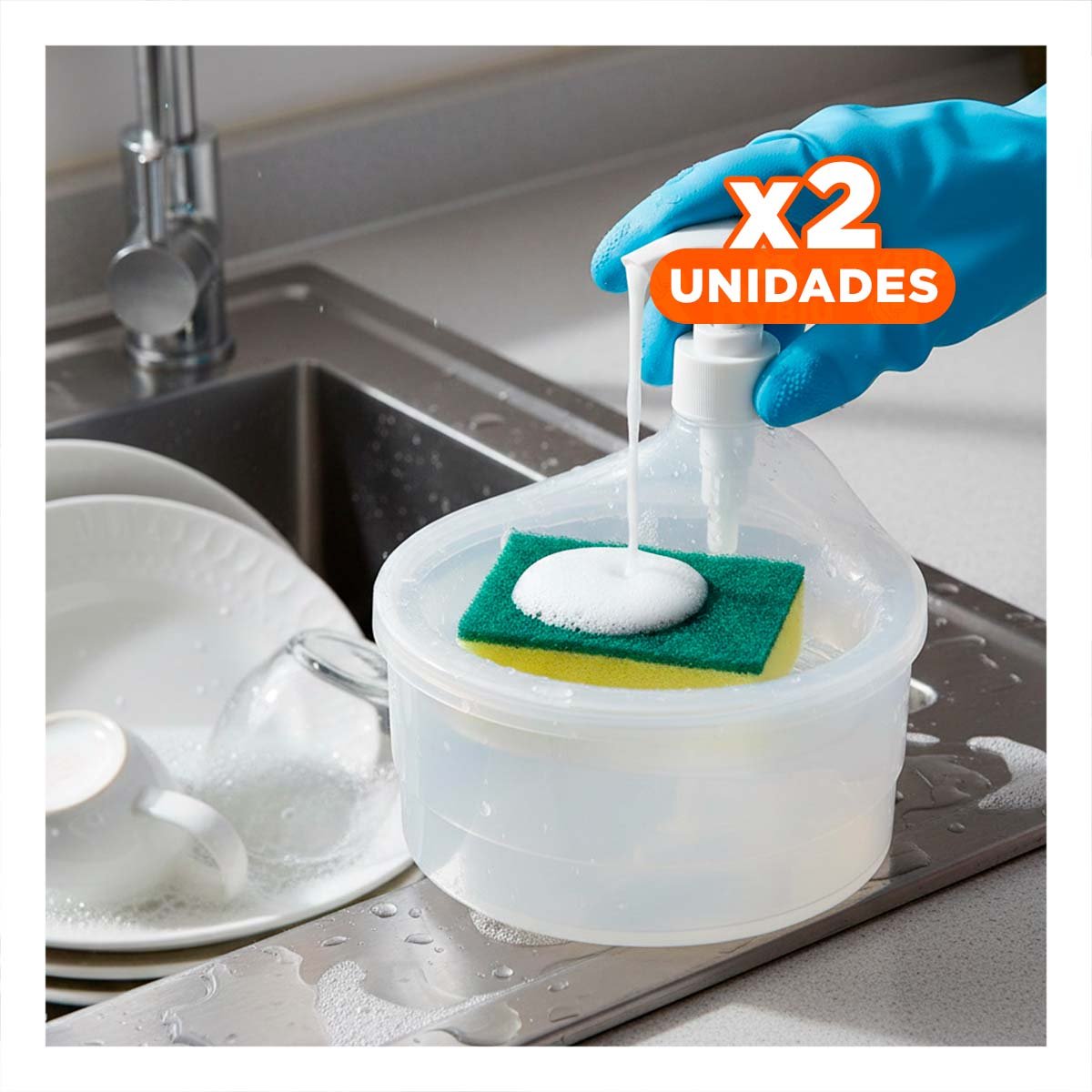 PACK2 RECIPIENTE DOSIFICADOR PARA JABON LAVAVAJILLA CIRCULAR TRANSPARENTE YPAPEL REGALO - 1