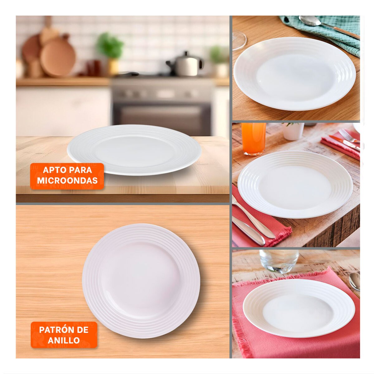 PACK12 SOPORTE DECORATIVO CIRCULAR CON BORDE A RAYAS PARA HOGAR ELEGANTE - 2