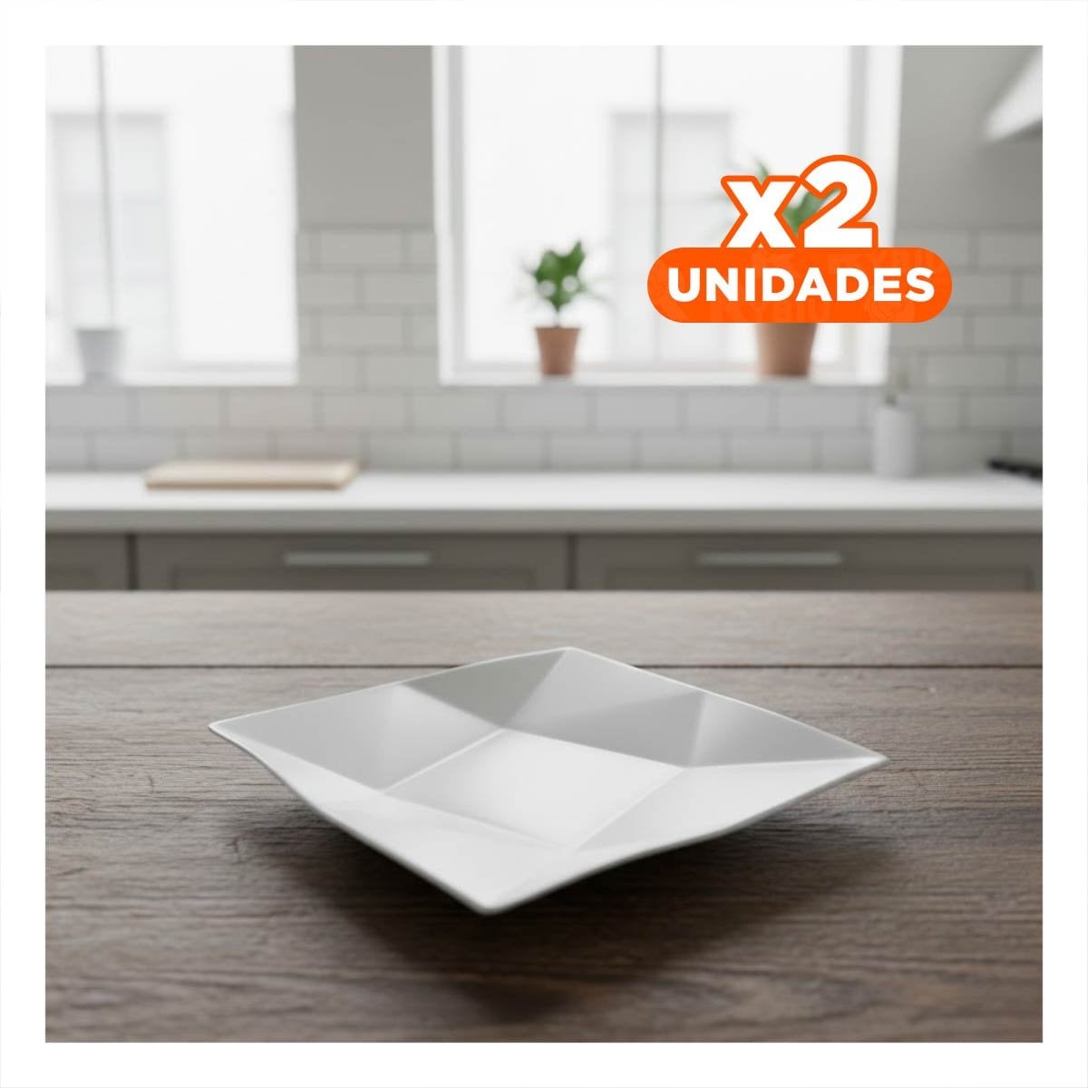PACK2 PLATO DECORATIVO CUADRADO MODELO ORIGAMI PARA COMEDOR MODERNO YPAPEL REGALO - 1