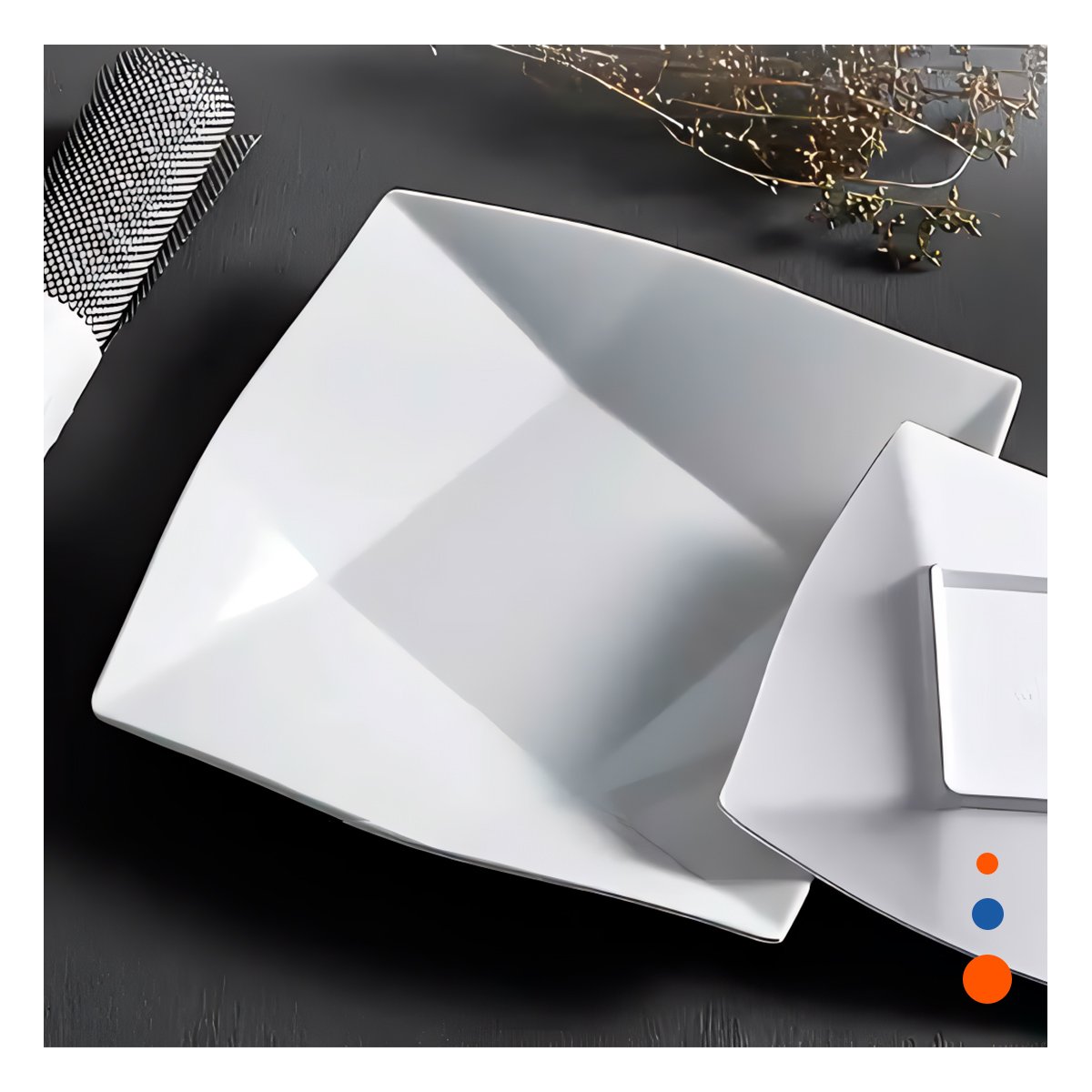 PACK6 UTENSILIO DECORATIVO CUADRADO MODELO ORIGAMI PARA MESA PRINCIPAL - 2