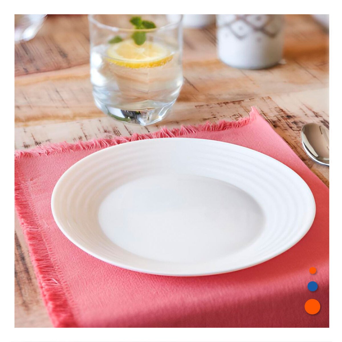 PACK6 UTENSILIO DECORATIVO CIRCULAR CON BORDE A RAYAS PARA MESA PRINCIPAL - 2