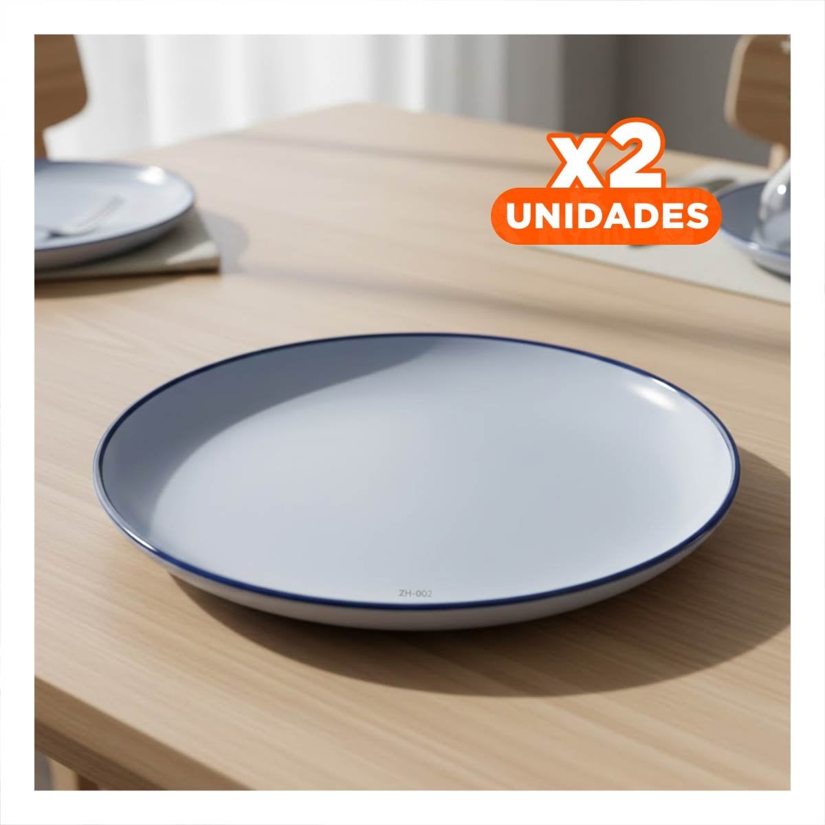 PACK2 PLATO DECORATIVO CIRCULAR CON BORDE AZUL PARA COMEDOR MODERNO EN CASA YPAPEL REGALO - 1