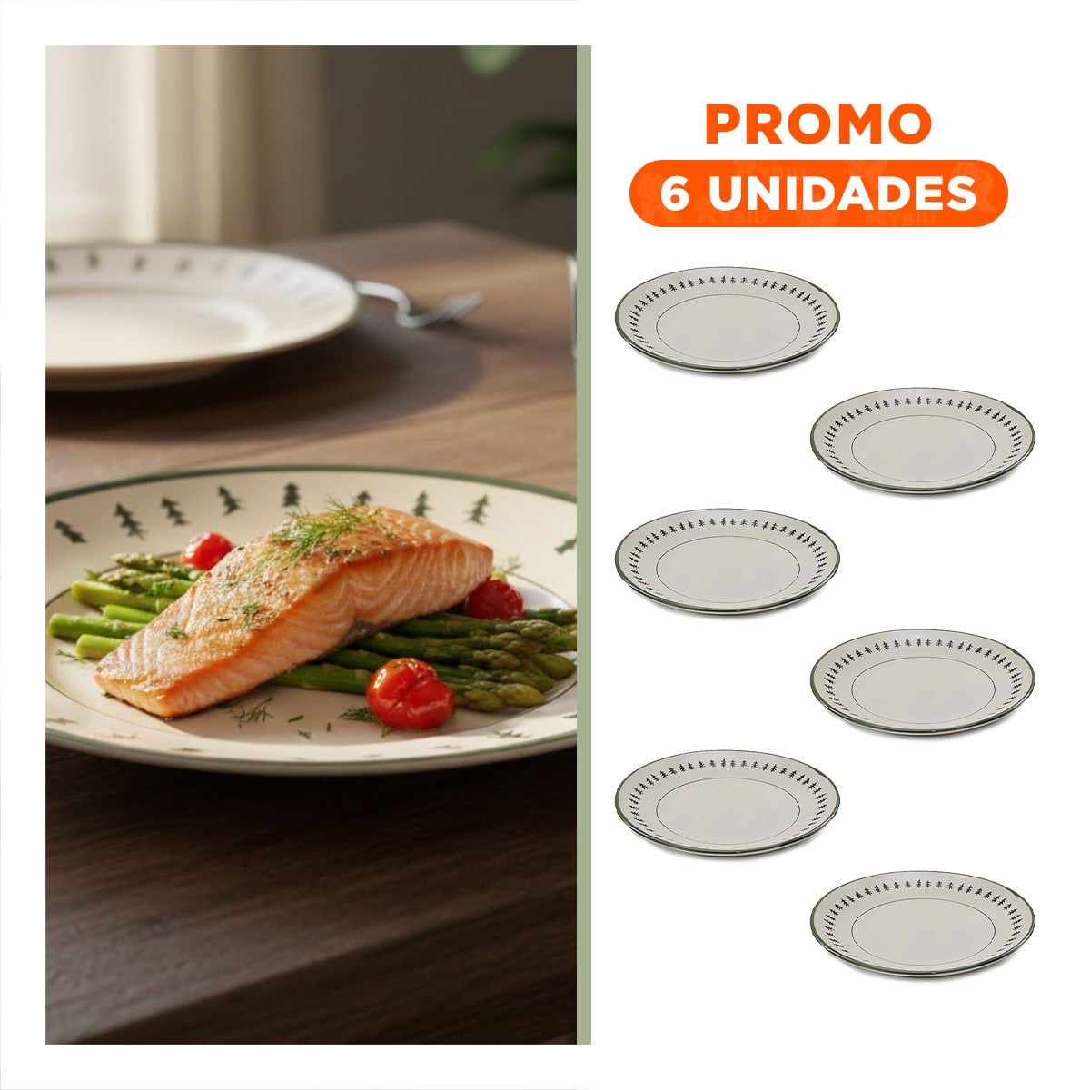 PACK6 CENTRO DECORATIVO CIRCULAR CON BORDE ARBOLITOS PARA HOGAR YREGALO STICKER - 1