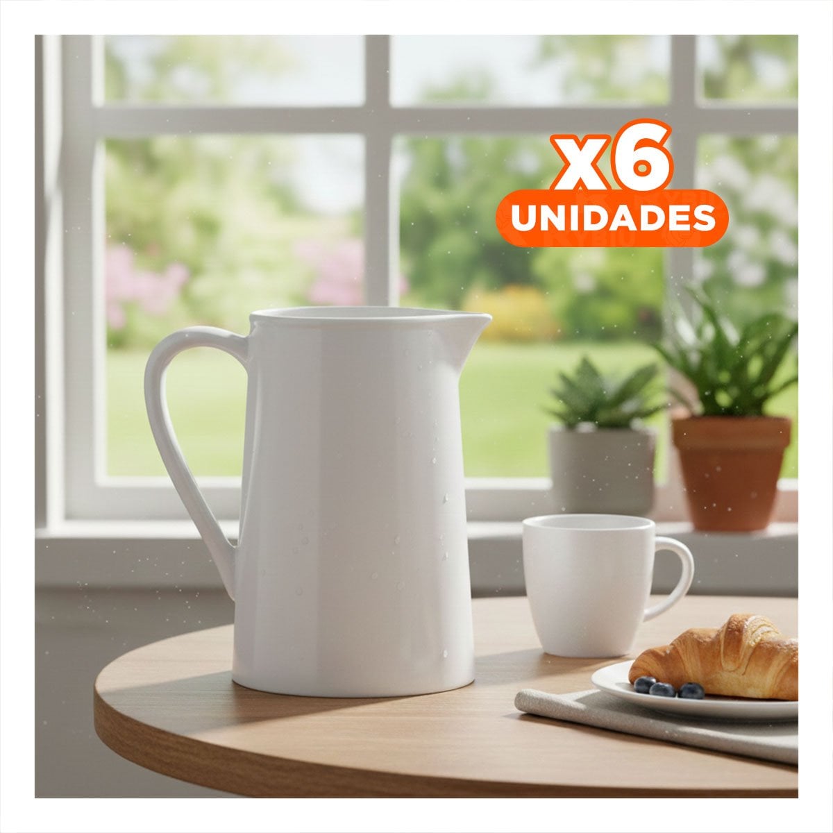 PACK6 VASIJA MODERNA DE CERAMICA BLANCO PARA COCINA Y SERVICIO DIARIO YPAPEL REGALO - 1