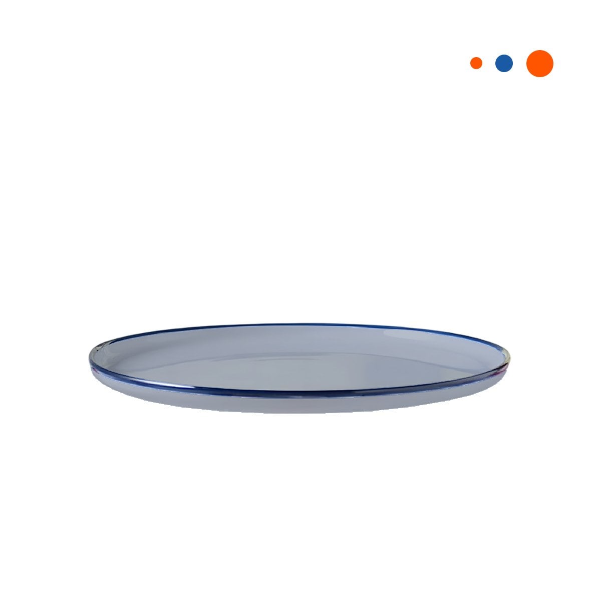 PLATILLO CIRCULAR CON BORDE AZUL PARA PRESENTACION MODERNA EN MESA YREGALO STICKER - 1