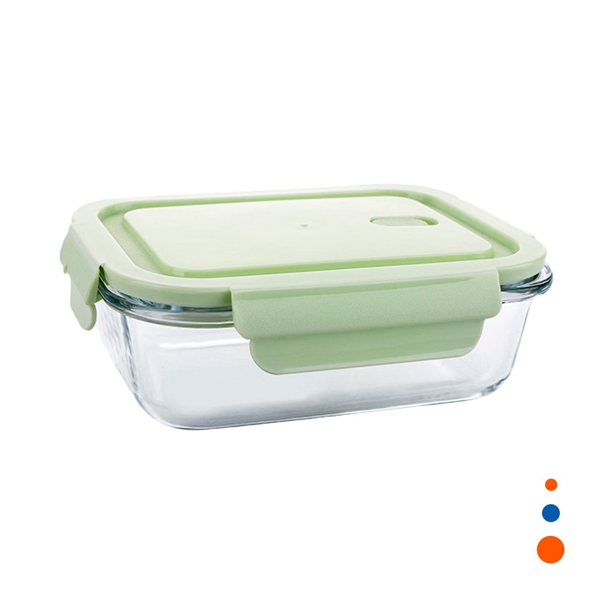 KIT DE 3 CONTENEDORES DE VIDRIO RECTANGULAR CON TAPA VERDE COCINA YREGALO STICKER - 1