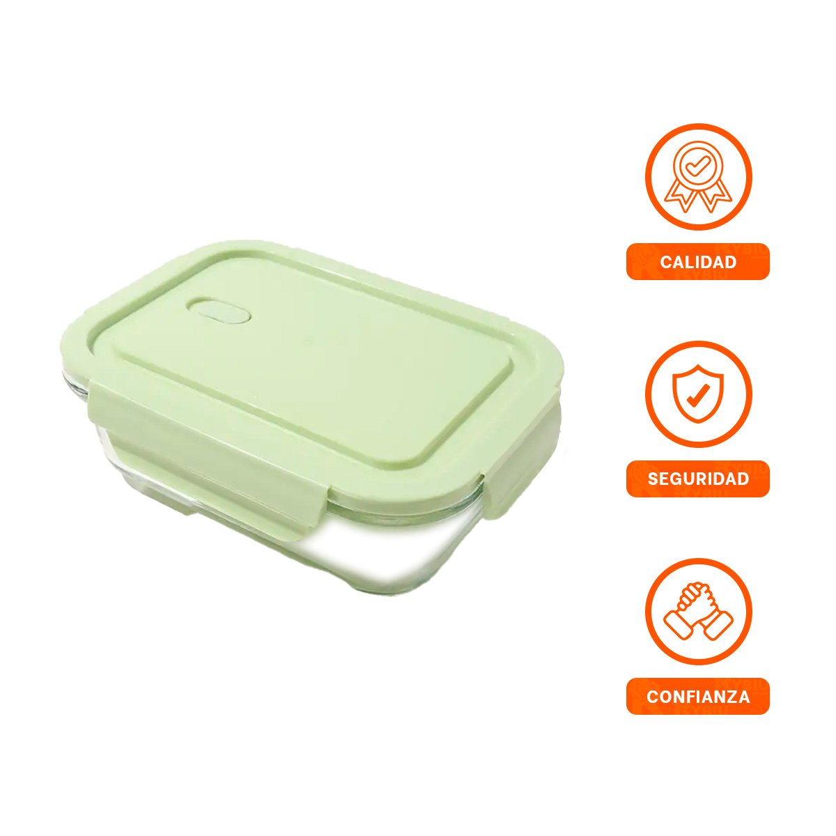 LOTE DE 3 DEPOSITOS DE VIDRIO RECTANGULAR CON TAPA VERDE PARA COCINA YPOST IT - 5