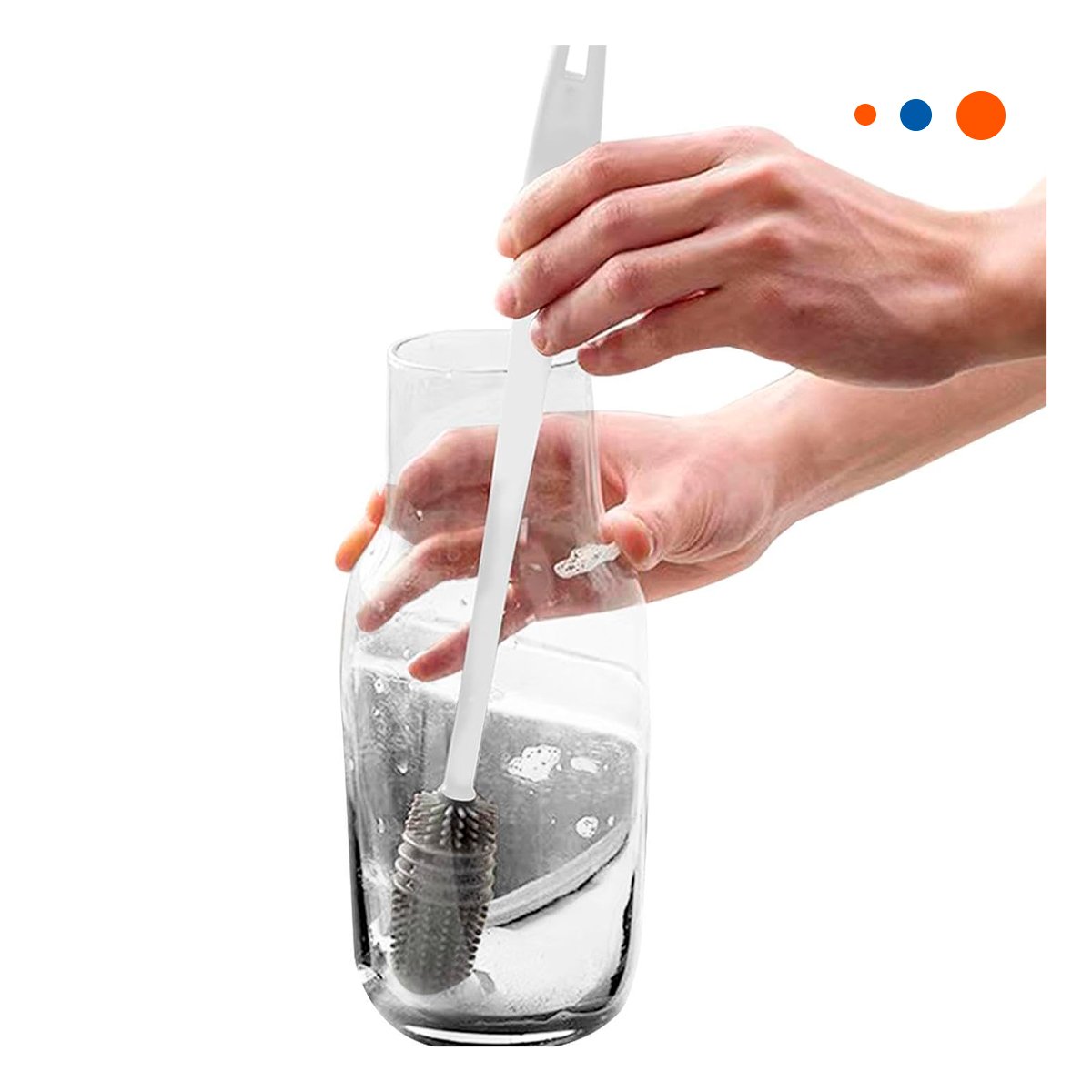 PACK6 LIMPIADOR FLEXIBLE DE SILICONA BLANCO PARA BOTELLAS EN COCINA YREGALO STICKER - 2