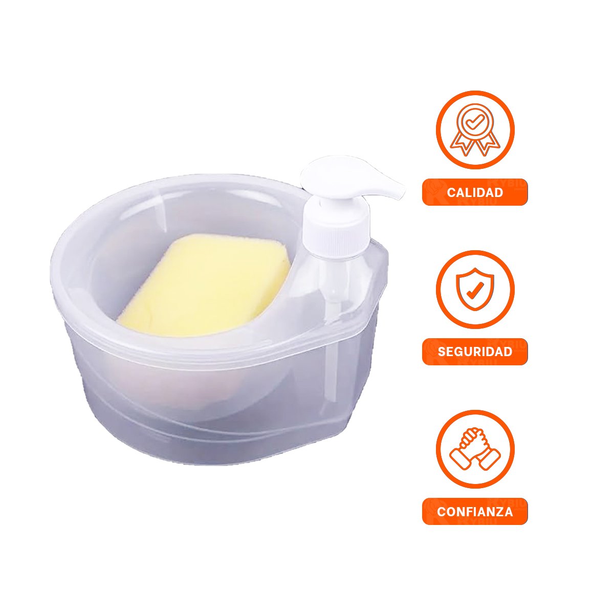 APLICADOR DE JABON LAVAVAJILLA CIRCULAR TRANSPARENTE PARA COCINA MODERNA YPAPEL REGALO - 5