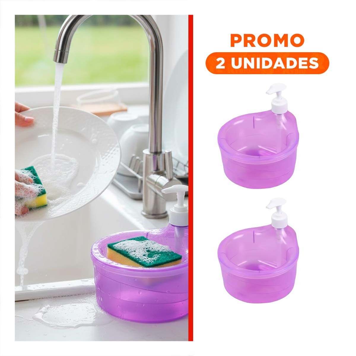 PACK2 SISTEMA RECARGABLE PARA JABON LAVAVAJILLA CIRCULAR MORADO YREGALO STICKER - 1