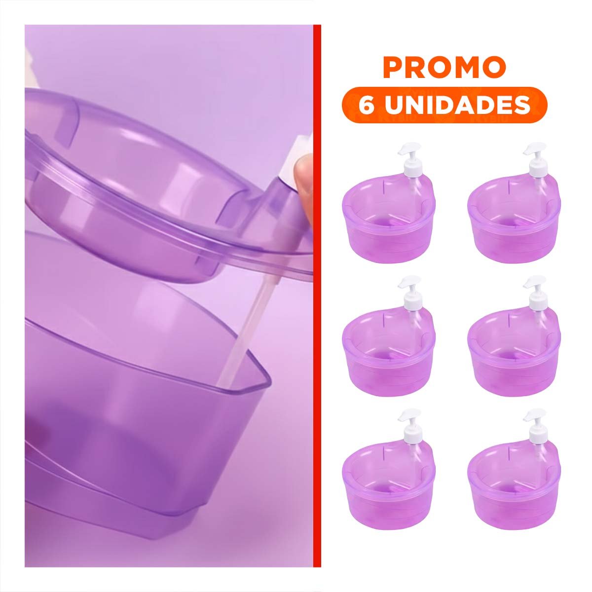 PACK6 UNIDAD DOSIFICADORA PARA JABON LAVAVAJILLA CIRCULAR MORADO YREGALO STICKER - 1