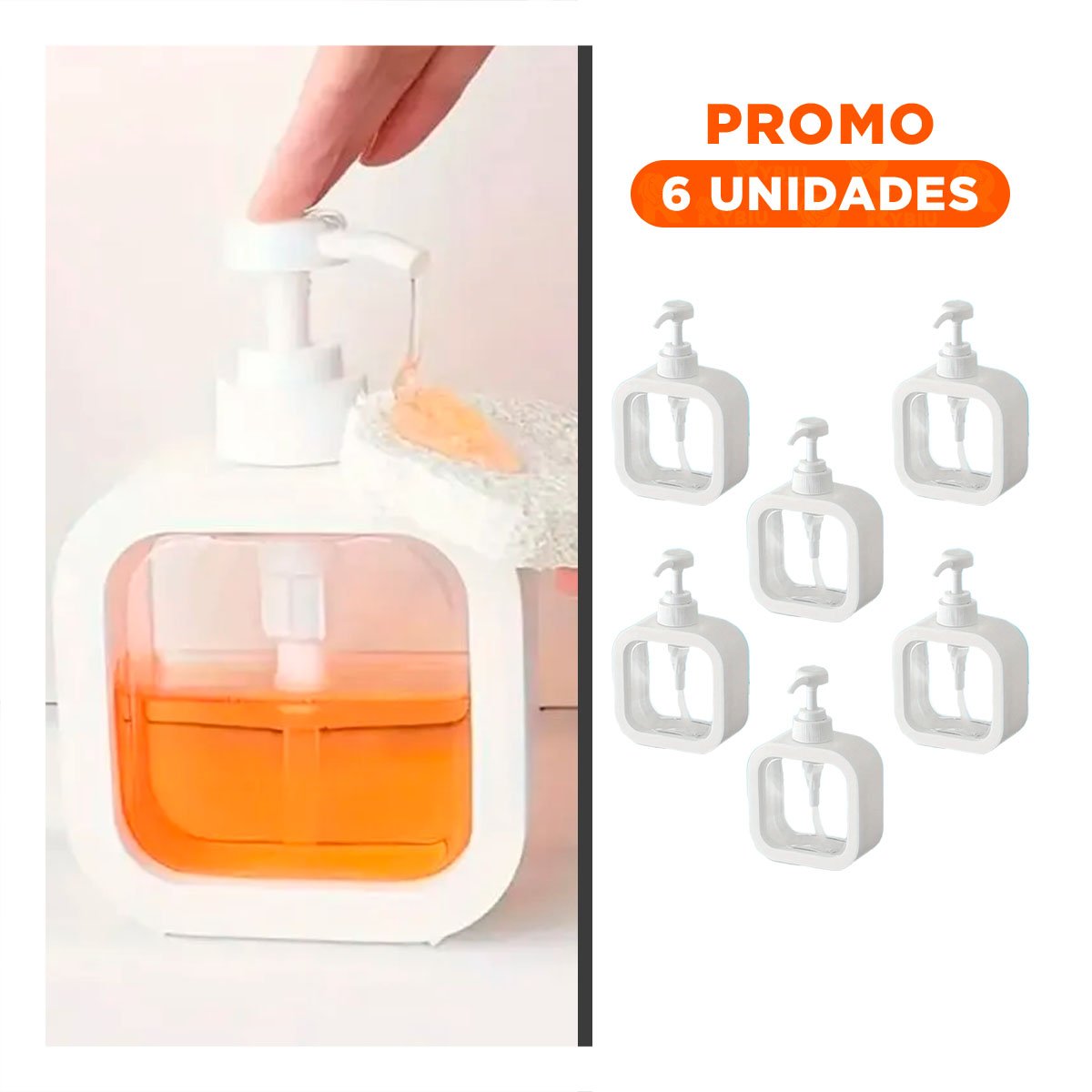PACK6 UNIDAD DOSIFICADORA PARA JABON CUADRADO BLANCO ACTUAL YREGALO STICKER - 1