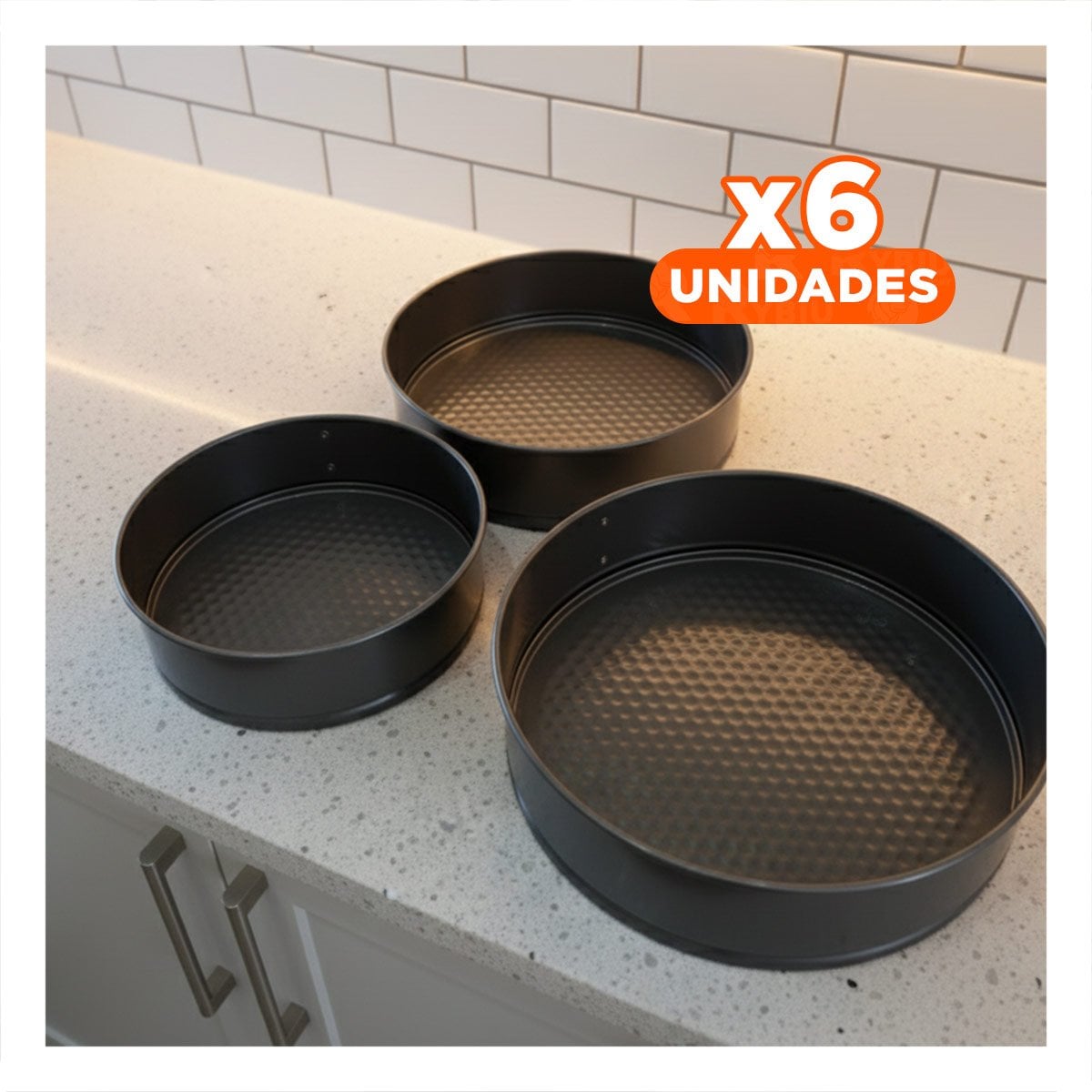 PACK6 EDICION DESMONTABLE DE COCINA PLATEADO 3 MOLDES CIRCULARES YPAPEL REGALO - 1