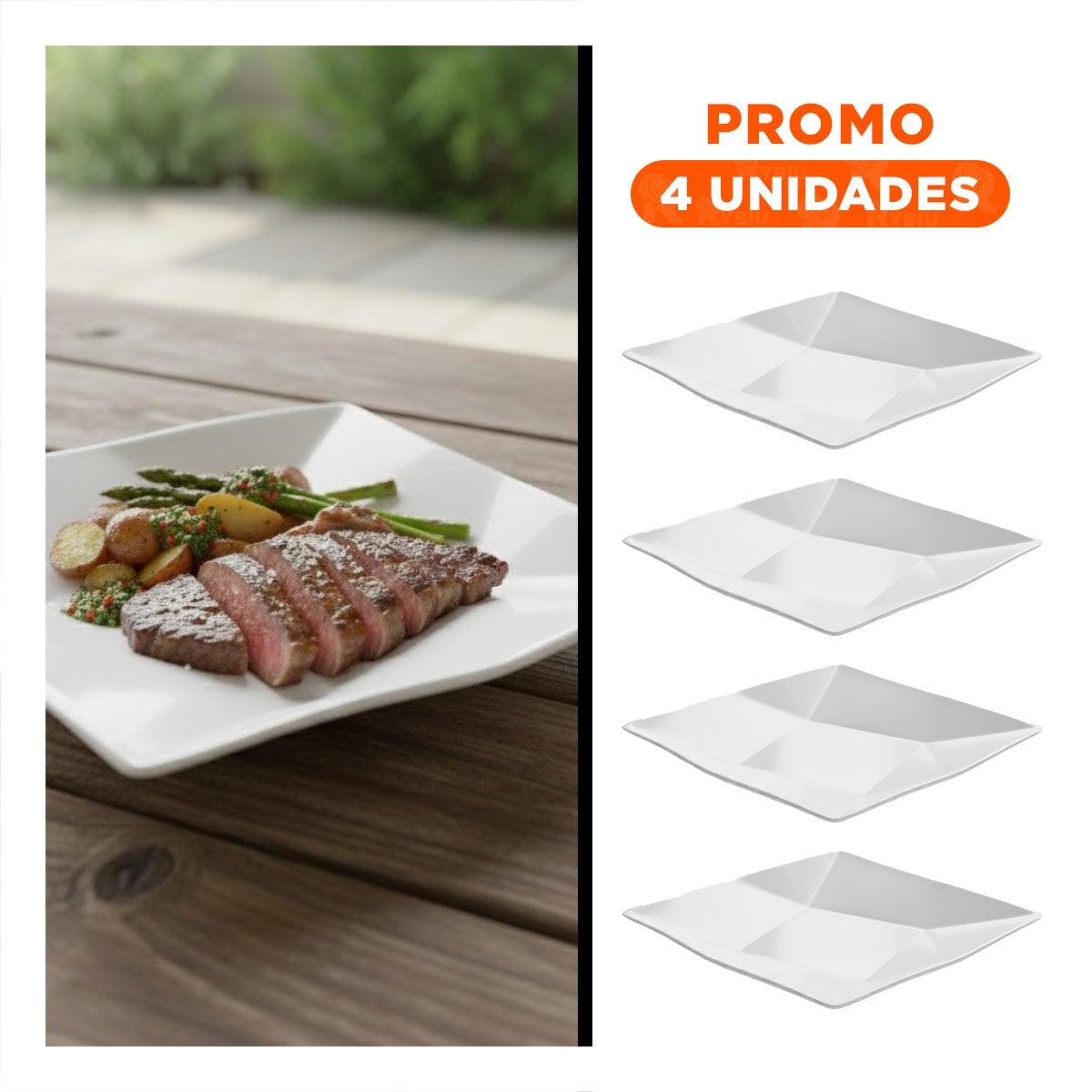 PACK4 PORTAPLATOS CUADRADO MODELO ORIGAMI BLANCO PARA PRESENTACION ORDENADA EN HOGAR - 1