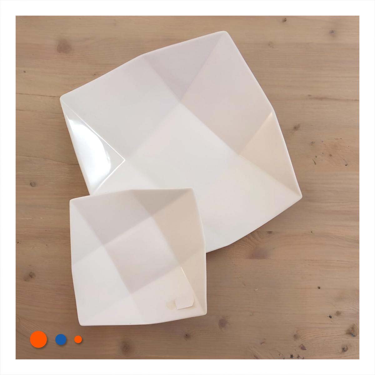 PACK2 CERAMICA CUADRADA MODELO ORIGAMI BLANCO PARA DECORACION MODERNA EN CASA YPAPEL REGALO - 2